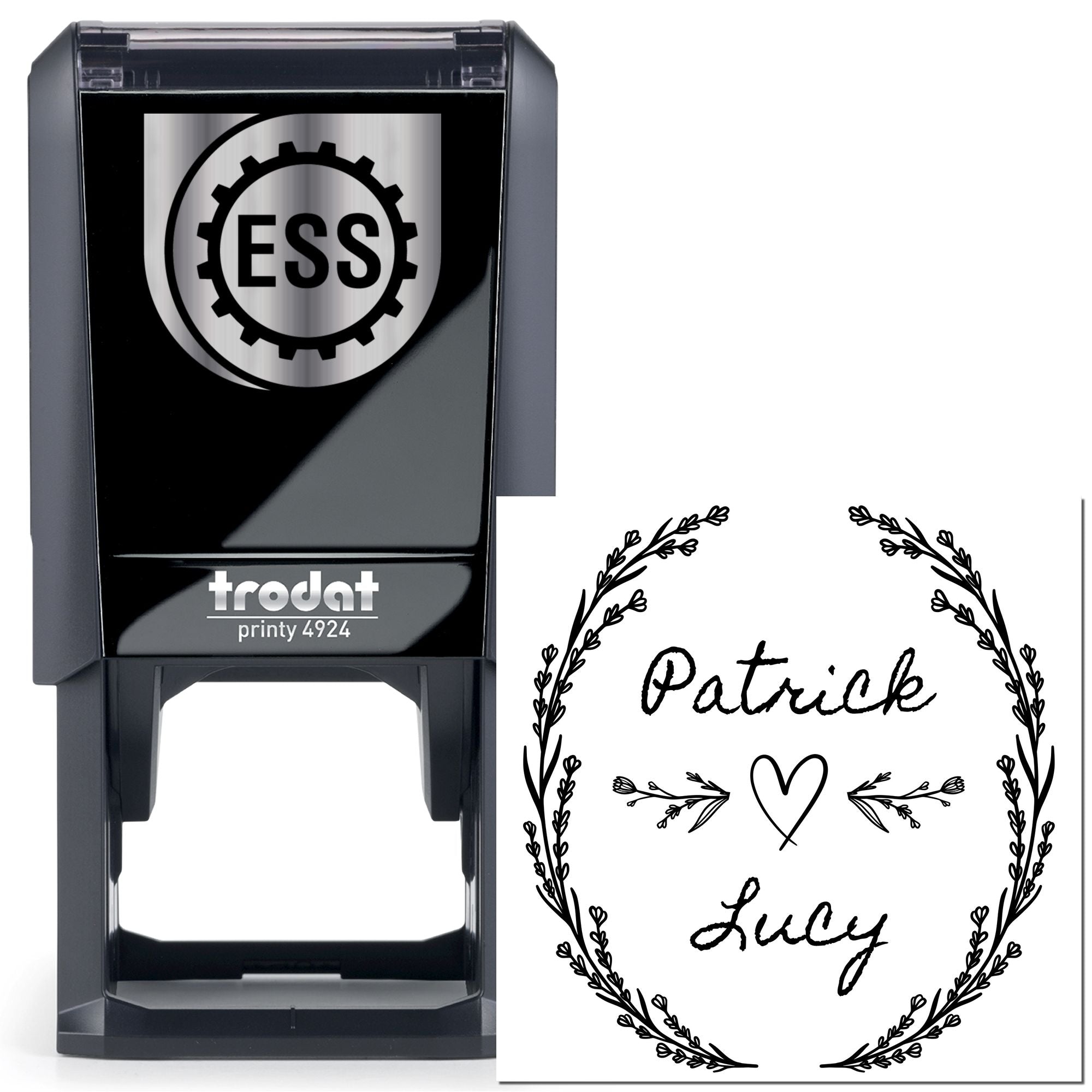 Love Blooms Custom Elegant Monogram Stamp - Engineer Seal Stamps