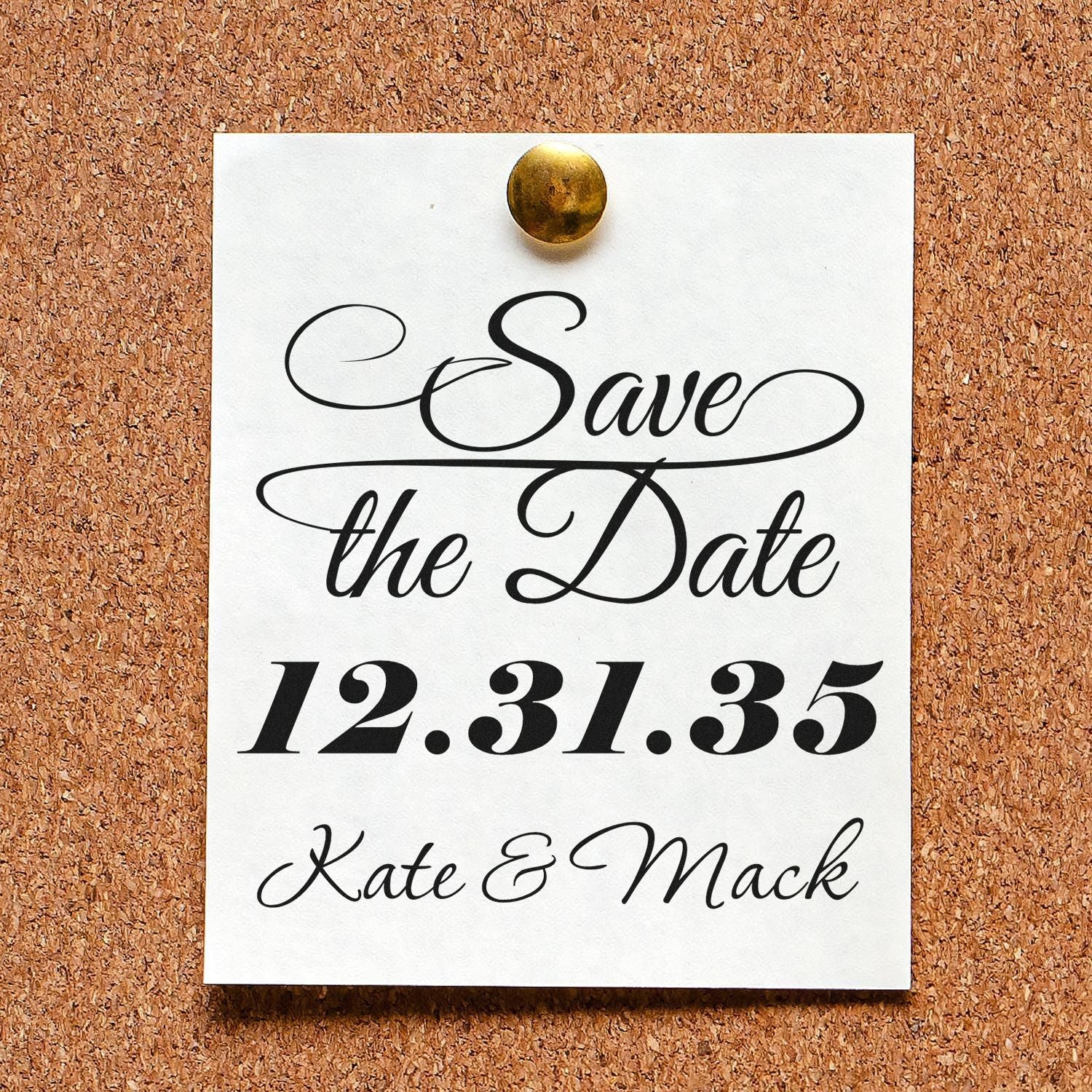 Square Elegant Date Reminder Couple's Monogram Stamp