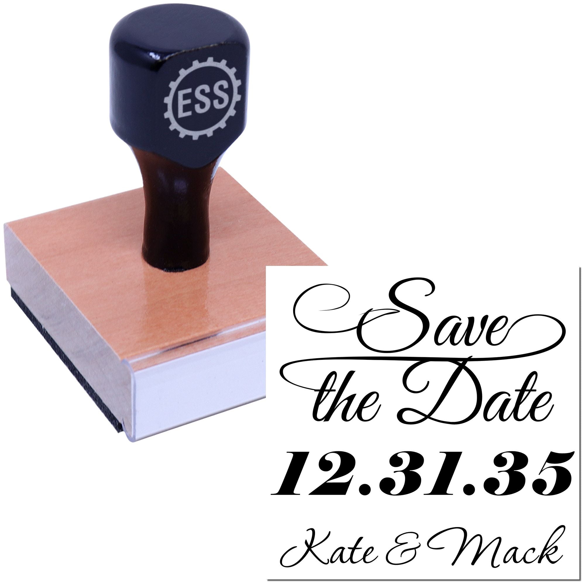 Square Elegant Date Reminder Couple's Monogram Stamp