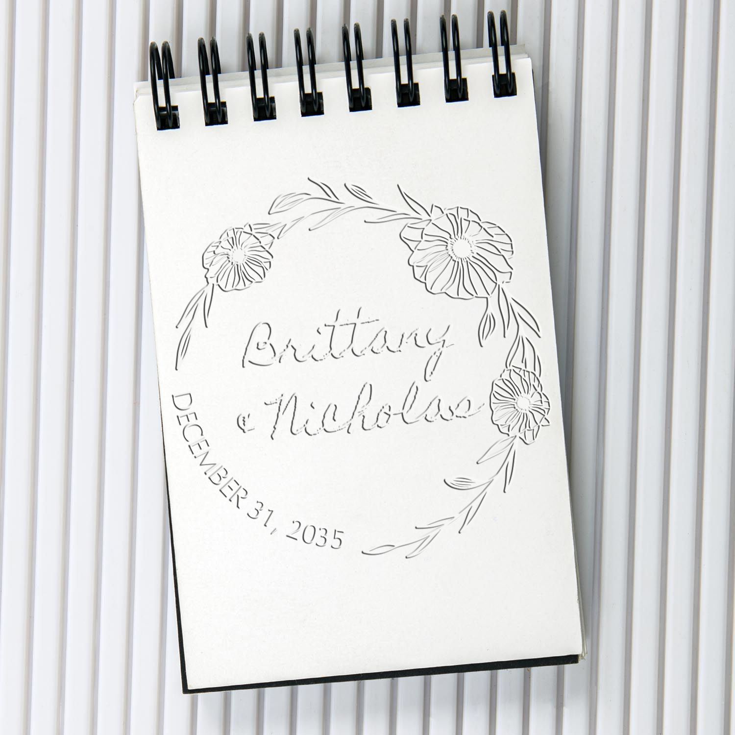 Soft Flowered Love Personalized Wedding Monogram Embossing Stamp