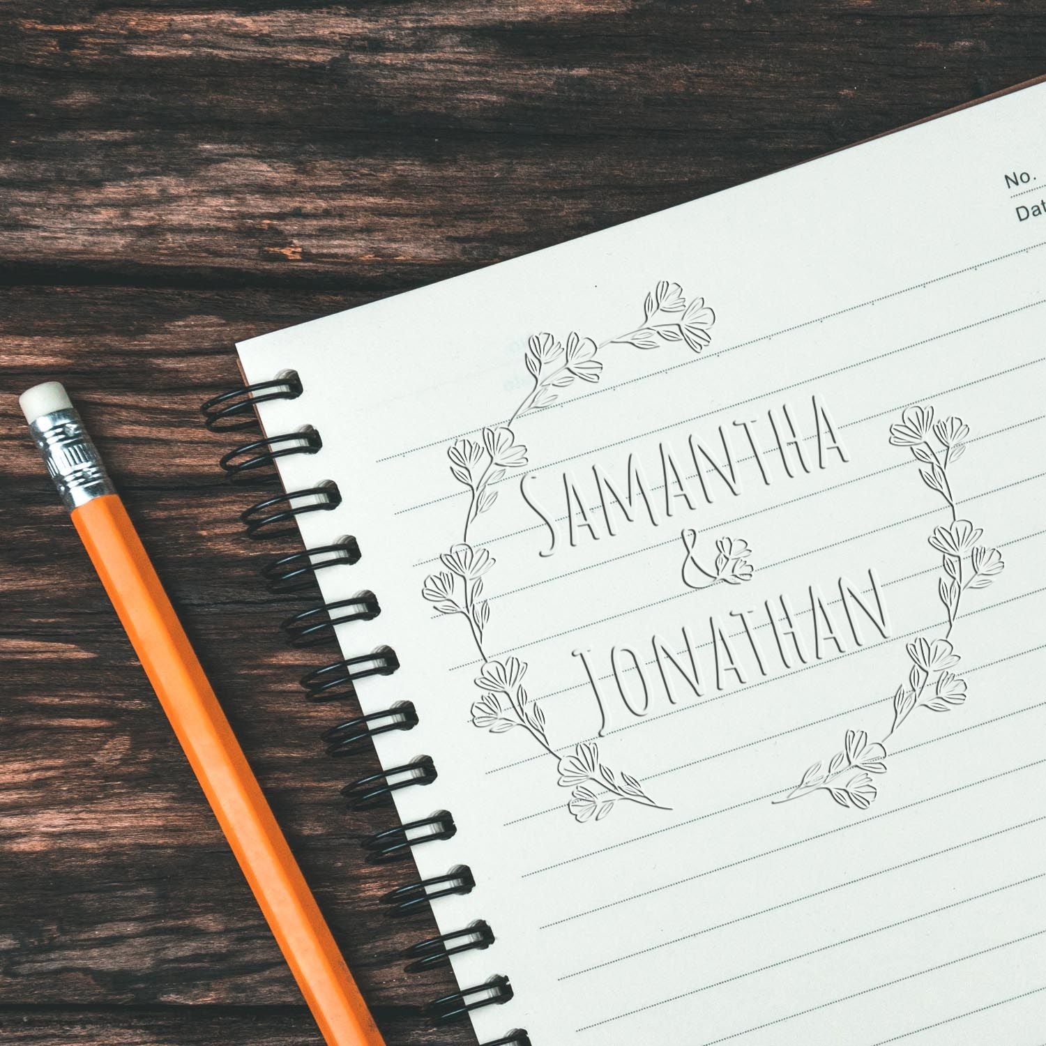 Desk Floral Heart Custom-Made Return Address Initial Stamp Embosser - Engineer Seal Stamps