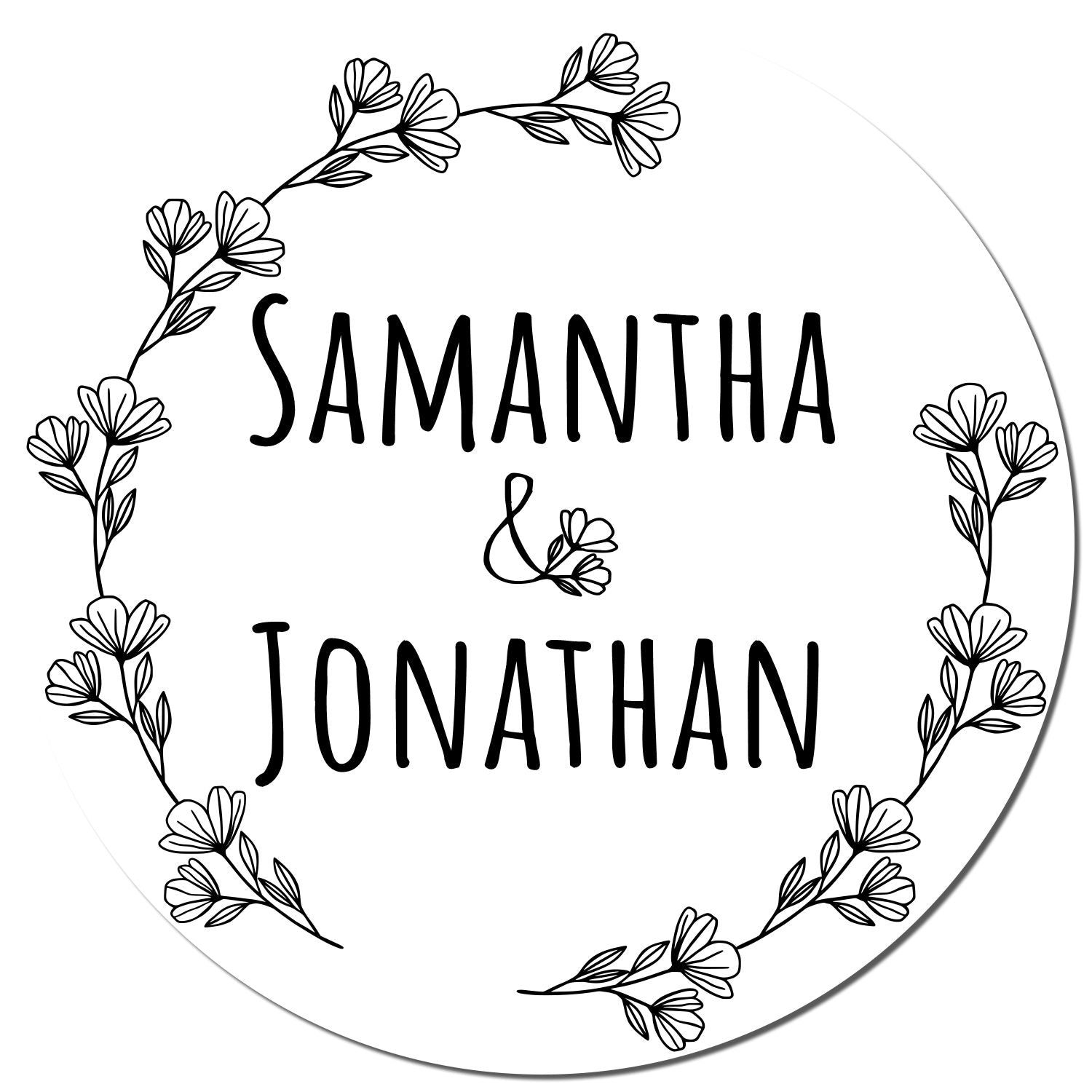 Floral Heart Personalized Thank You Initial Stamp - Engineer Seal Stamps