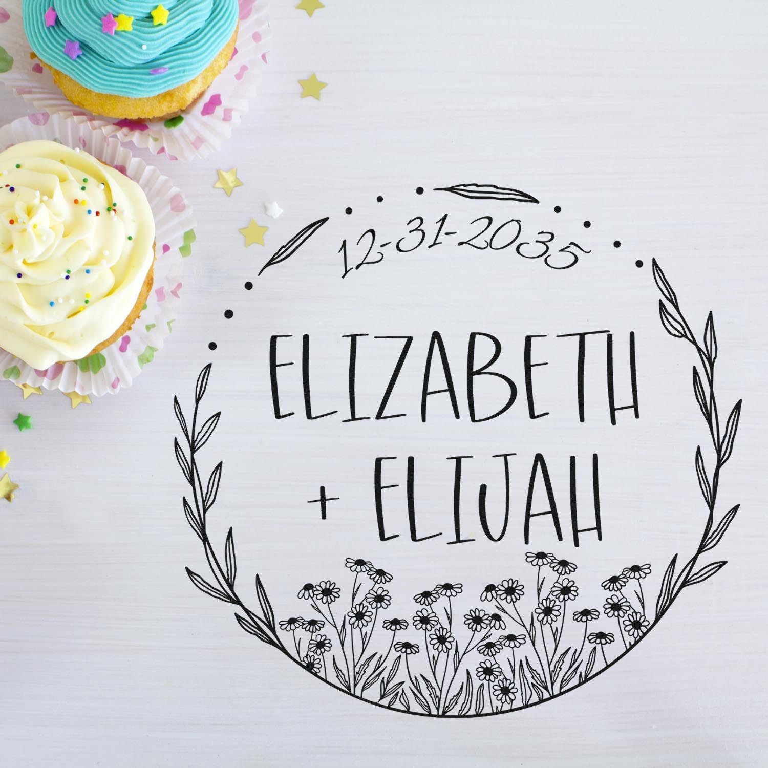 Blossom Affection Personalized Wedding Favor Initial Stamp - Engineer Seal Stamps