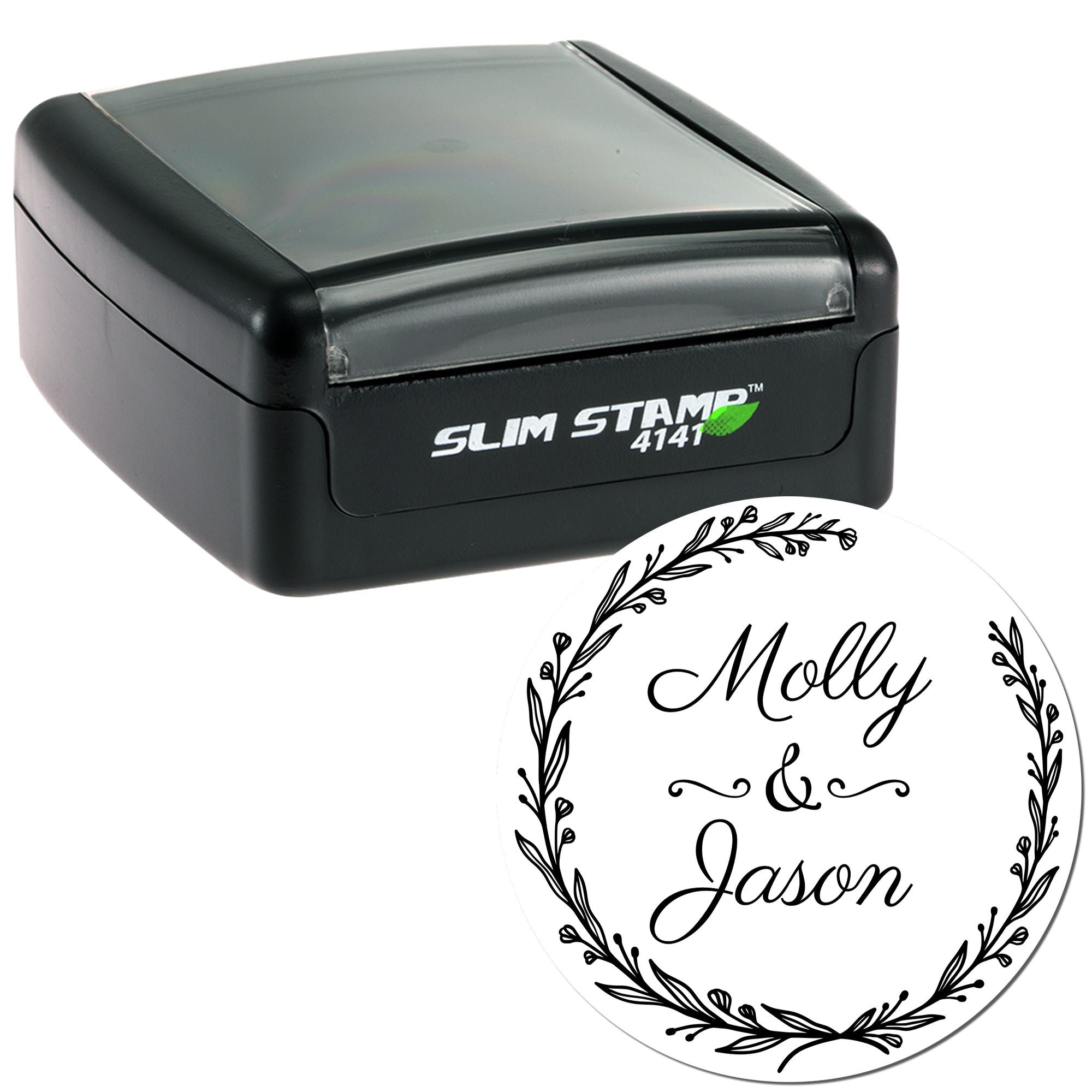 Floral Elegance Personalized Script Monogram Stamp - Engineer Seal Stamps