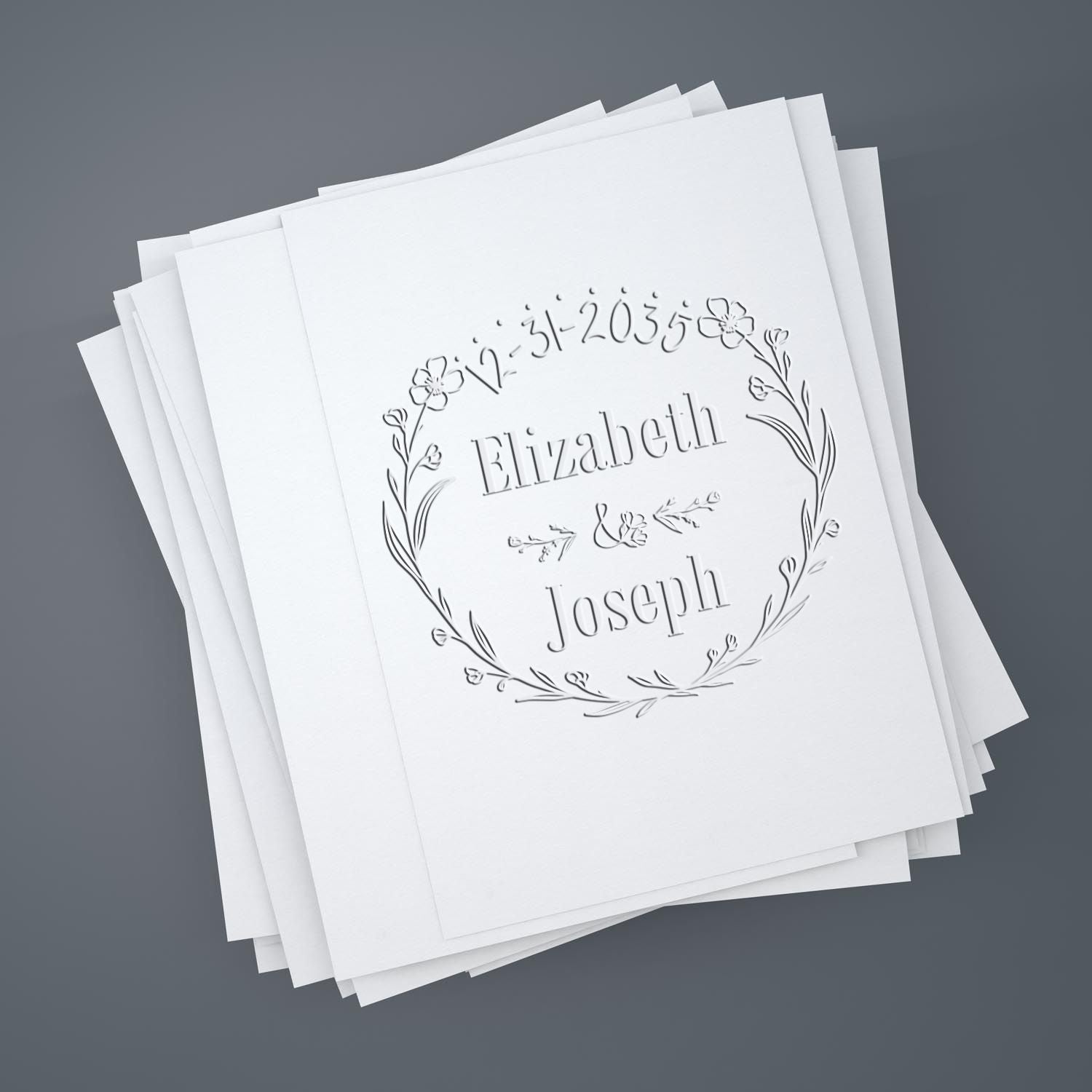 Soft Flower Love Personalized Return Address Initial Stamp Embosser