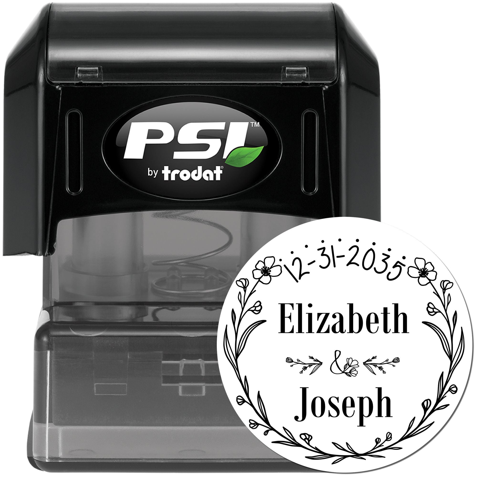 Flower Love Personalized Couples' Wedding Logo Stamper - Engineer Seal Stamps