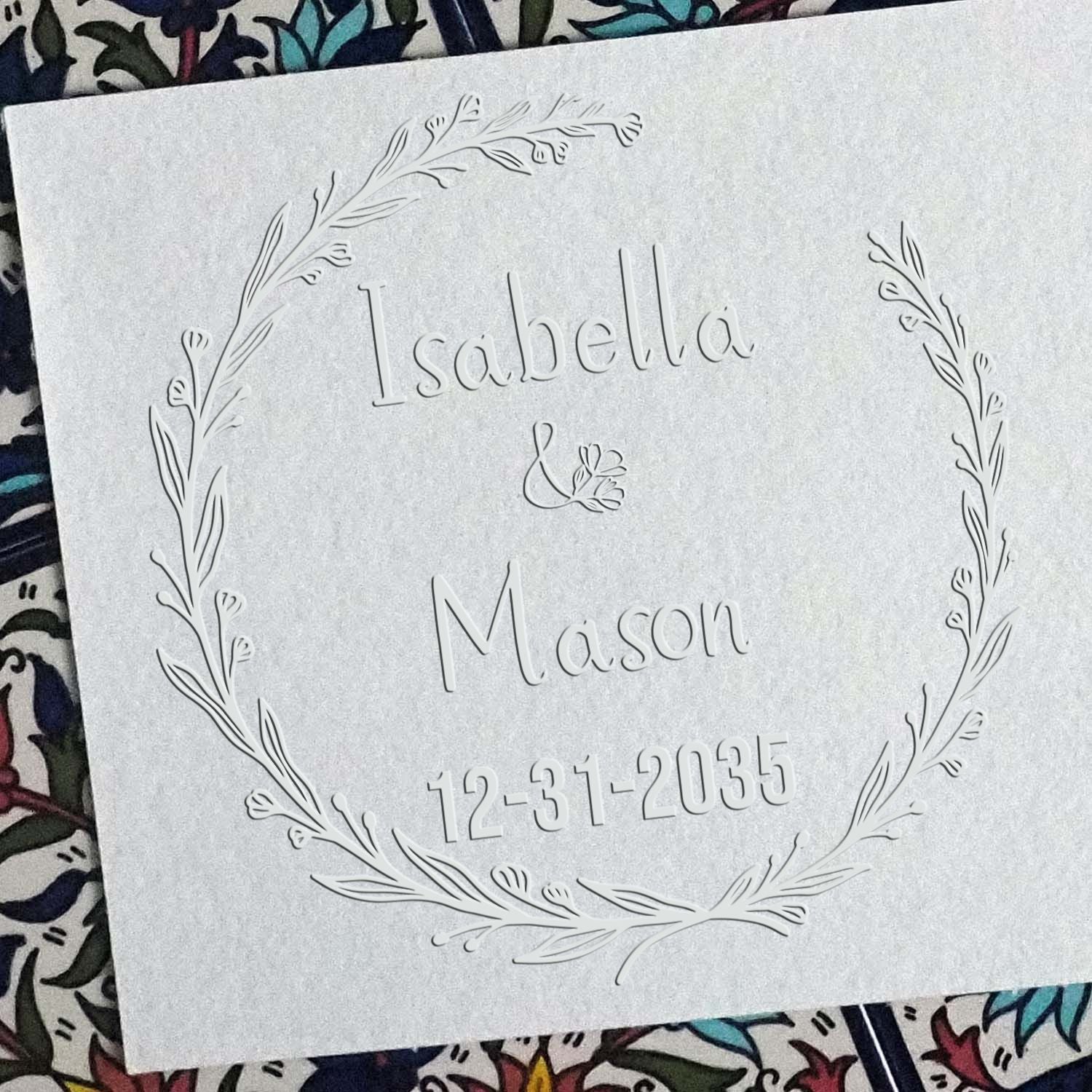 Desk Floral Love Circle Custom-Made Wedding Favor Initial Embossing Stamp - Engineer Seal Stamps