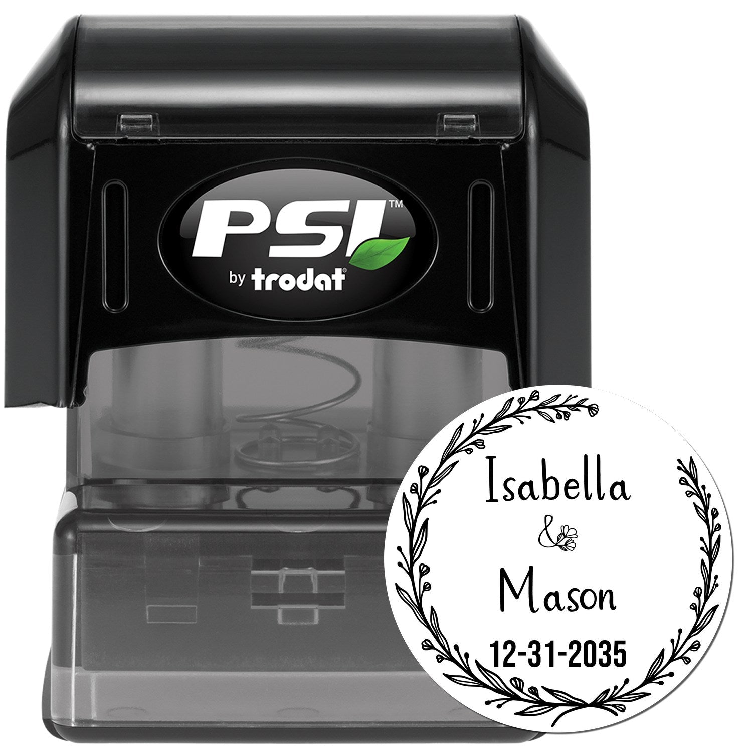 Floral Love Circle Personalized Floral Initial Stamper - Engineer Seal Stamps