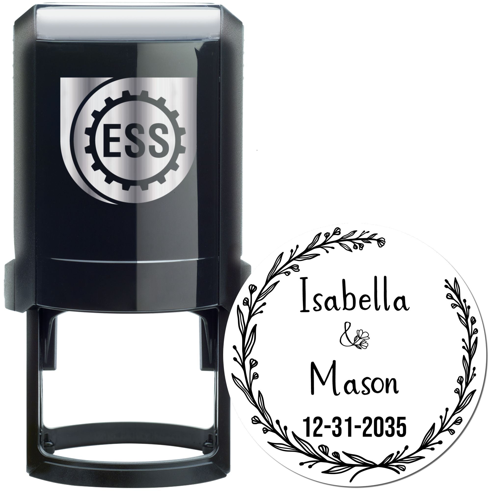 Floral Love Circle Custom Name Stamper - Engineer Seal Stamps