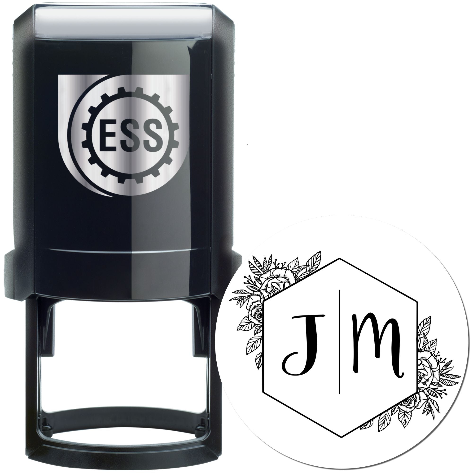 Floral Hex Monogram Custom Monogram Couples' Stamp - Engineer Seal Stamps