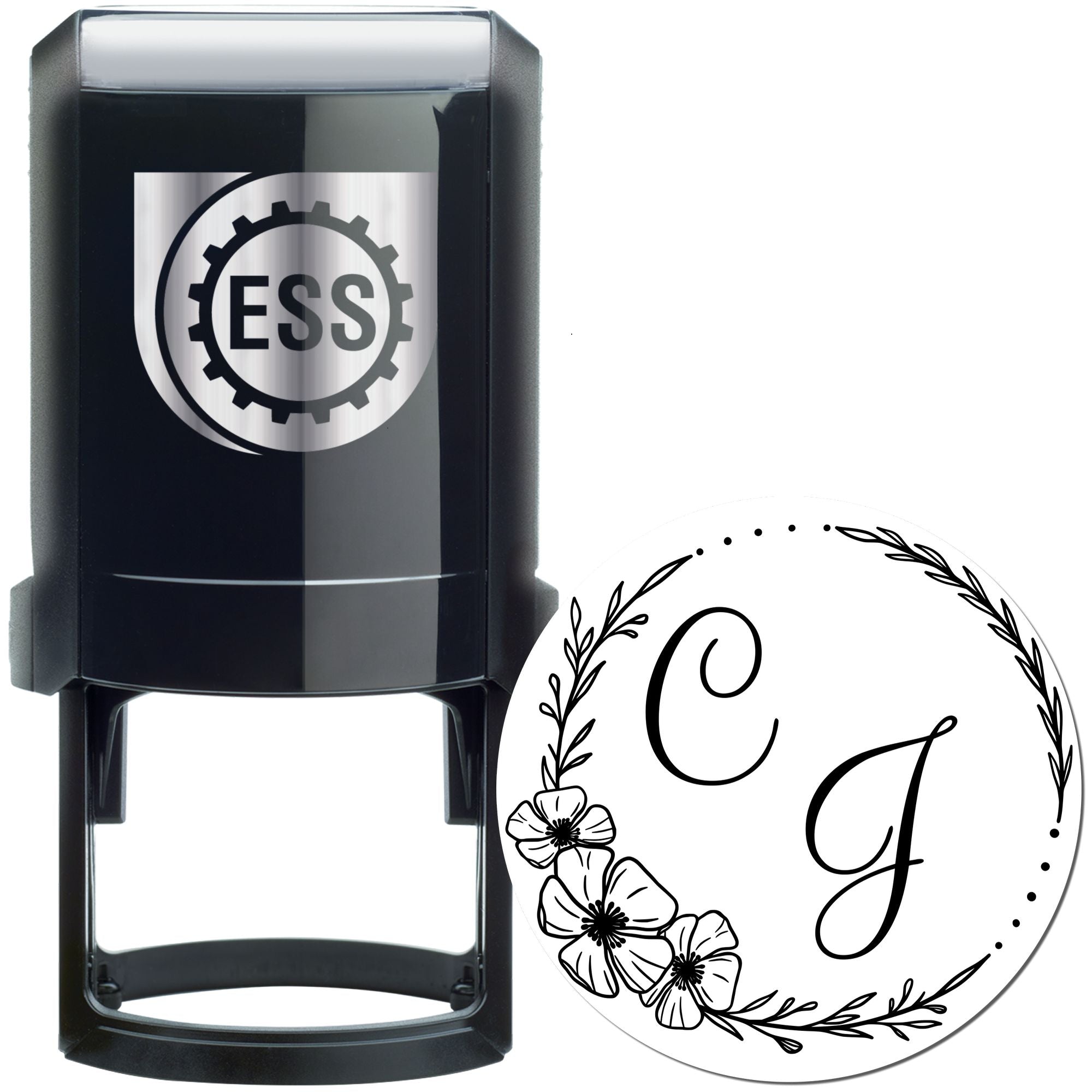 Blooming Grace Custom Monogram Couples' Stamper - Engineer Seal Stamps