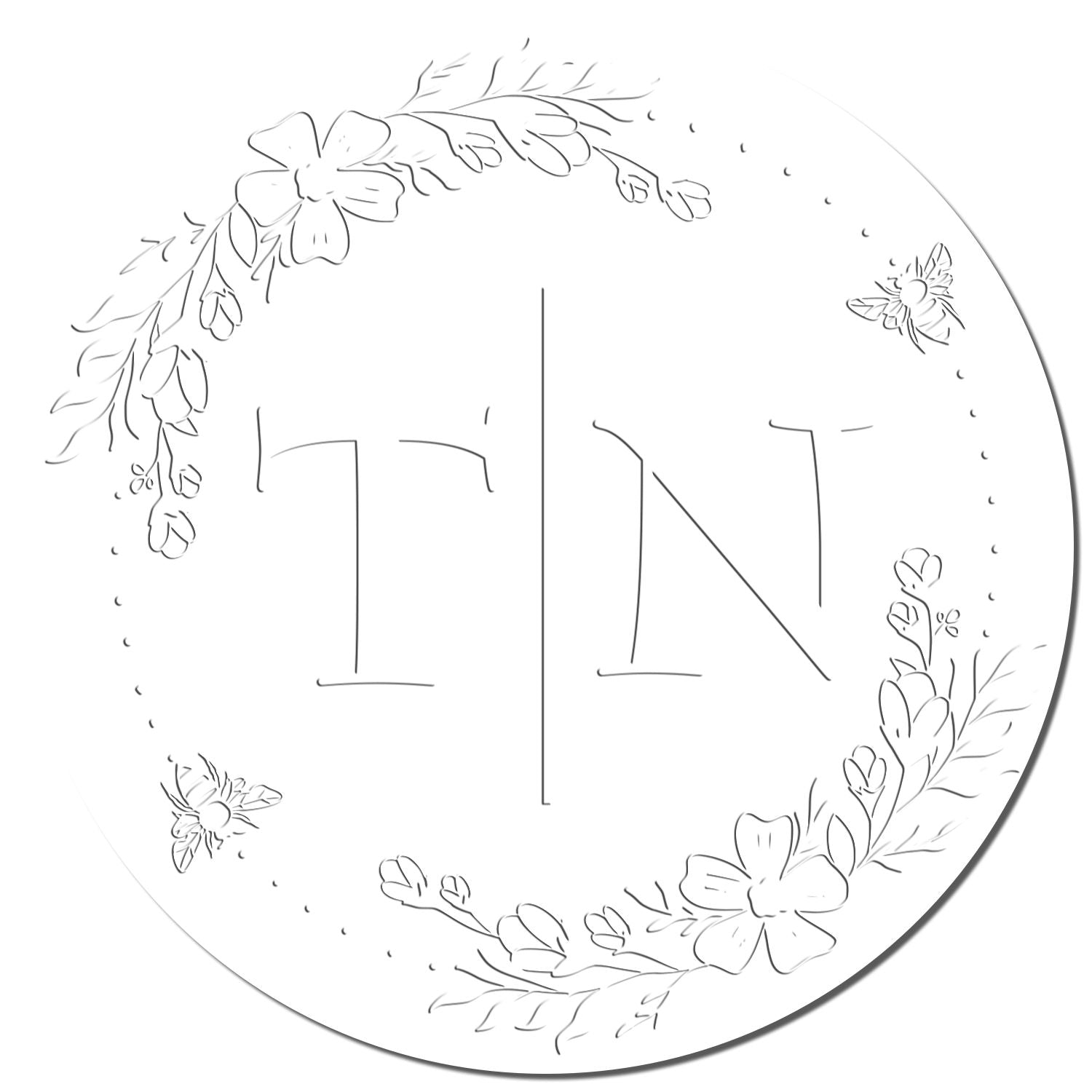 Soft Floral Harmony Personalized Wedding Favor Initial Seal Embosser - Engineer Seal Stamps