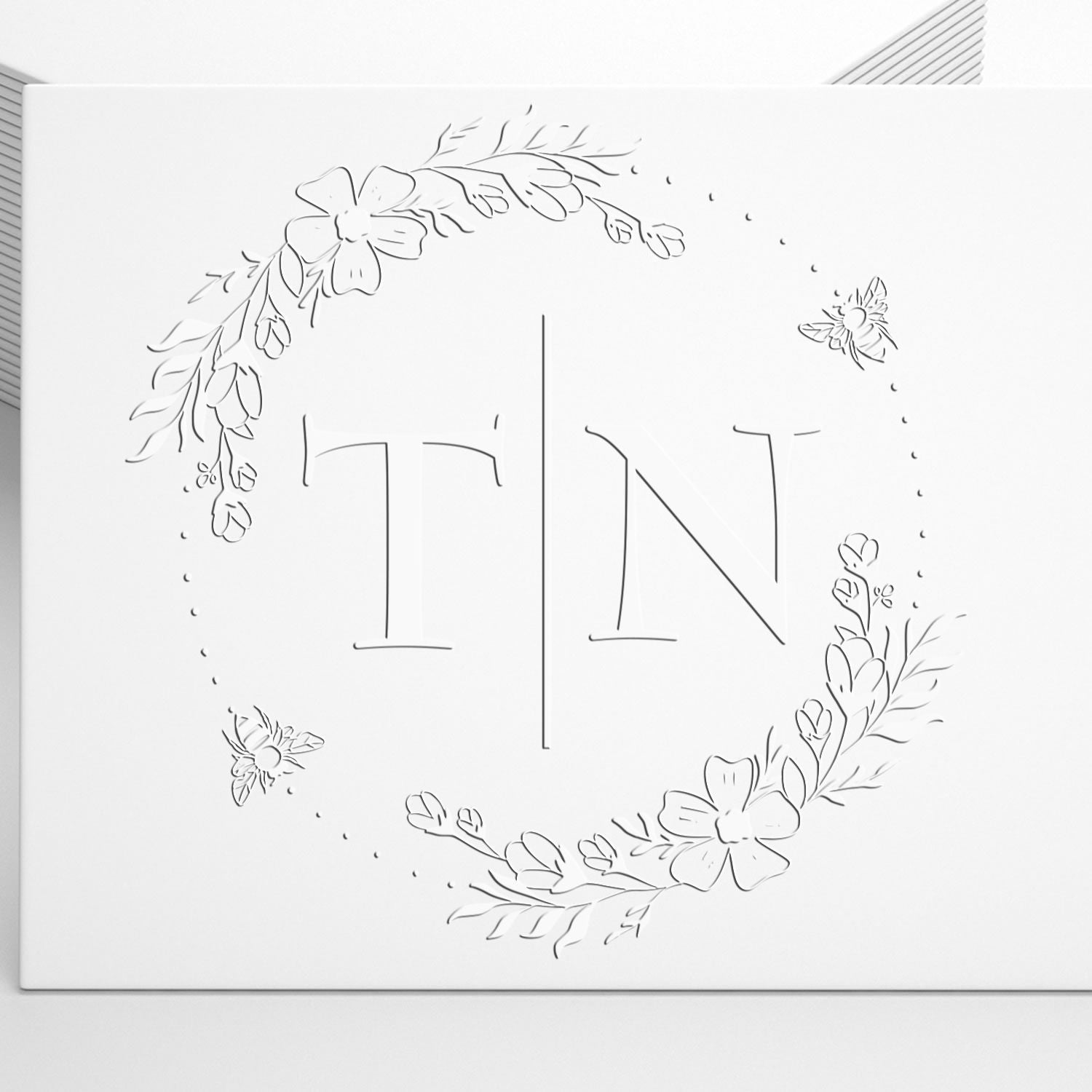 Soft Floral Harmony Personalized Wedding Favor Initial Seal Embosser - Engineer Seal Stamps