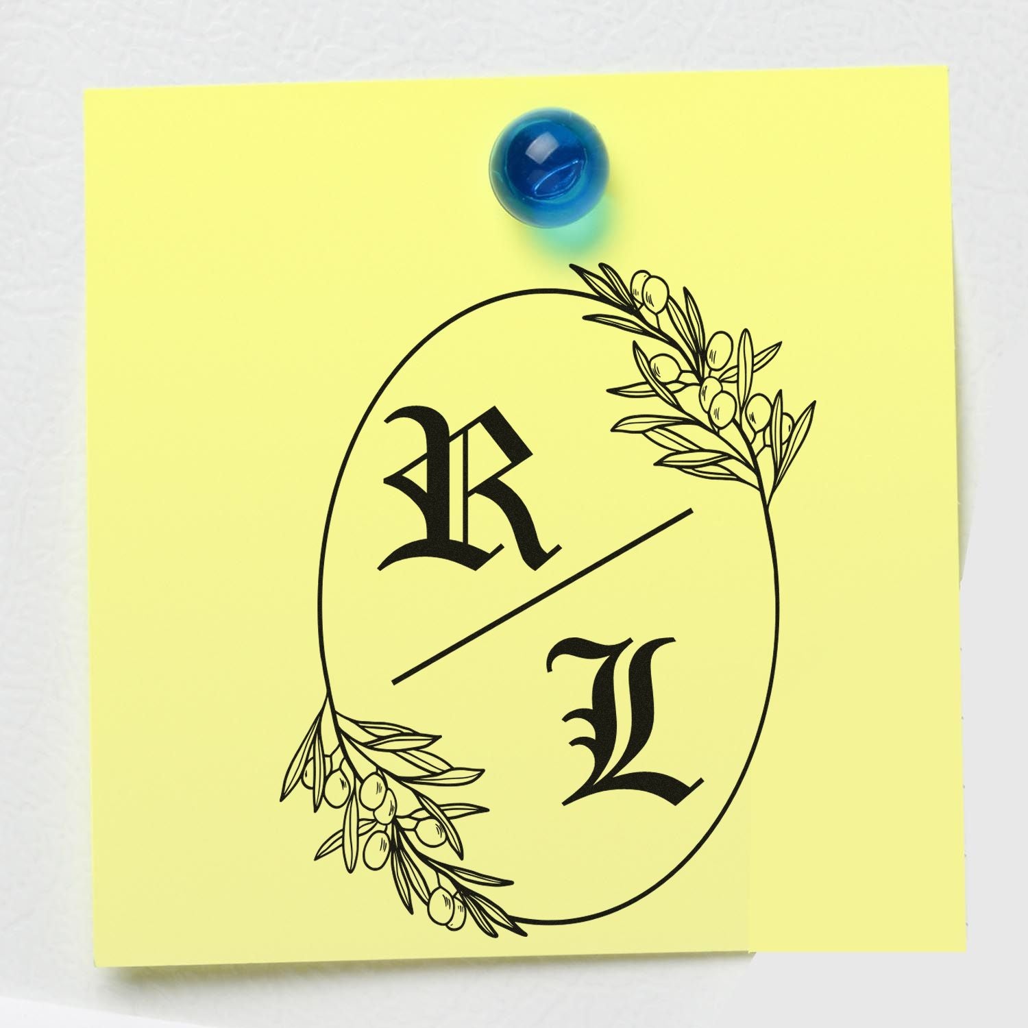 Round Olive Branch Monogram Diy Monogram Stamp - Engineer Seal Stamps
