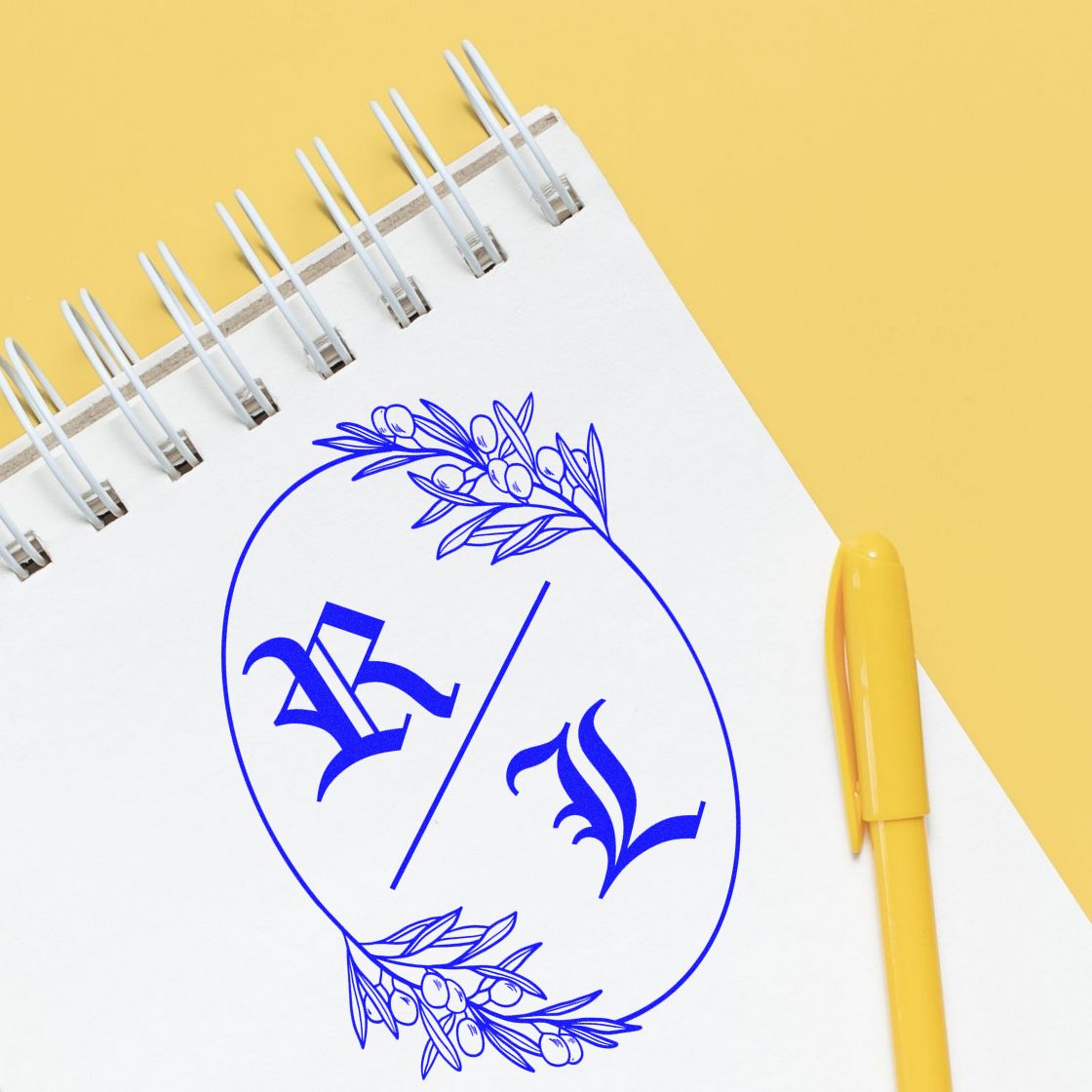 Olive Branch Monogram Personalized Couples' Stamp - Engineer Seal Stamps