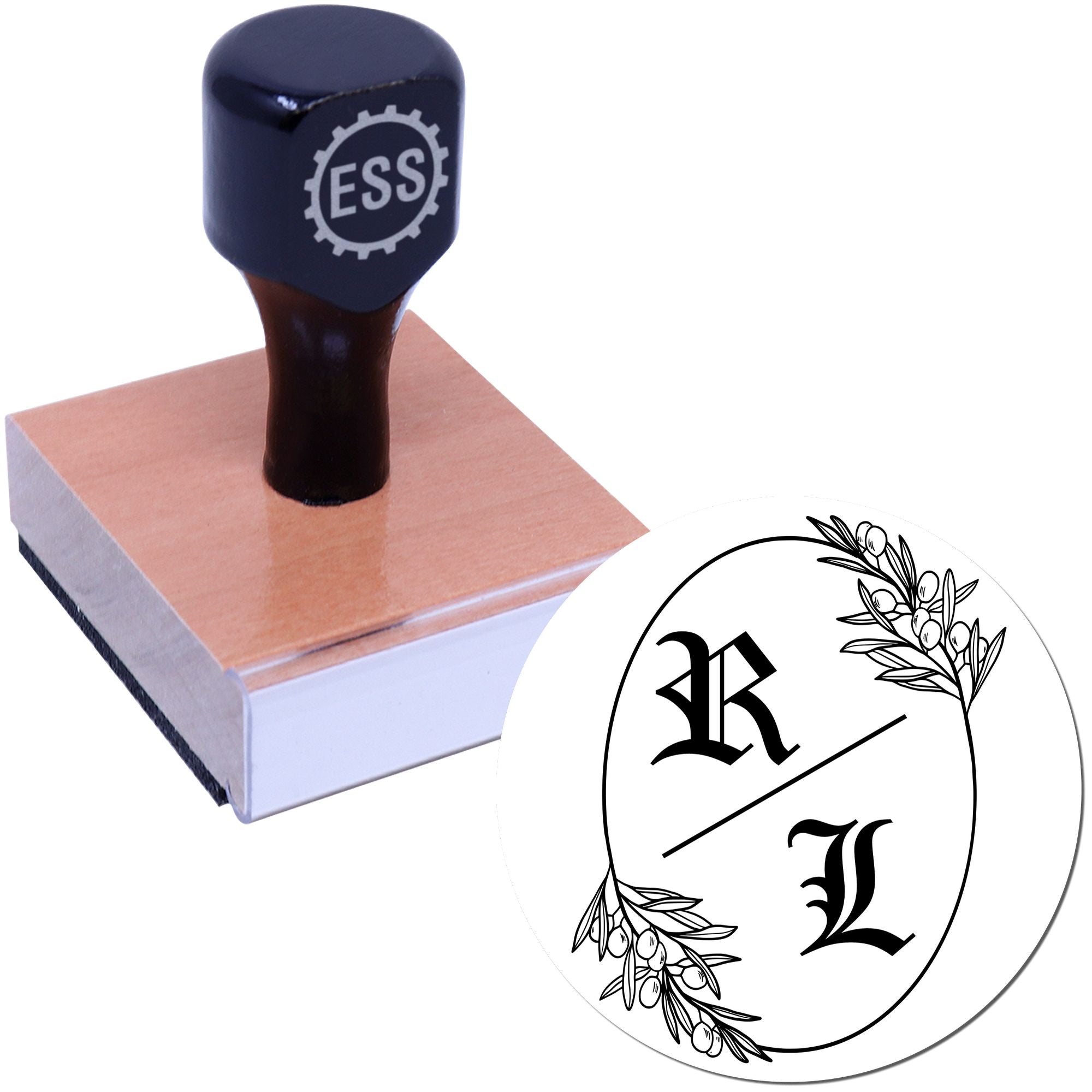 Round Olive Branch Monogram Diy Monogram Stamp - Engineer Seal Stamps