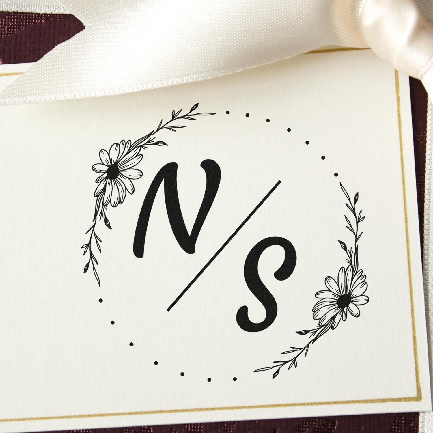 Flowered Initials Bliss Custom Rubber Stamp - Engineer Seal Stamps