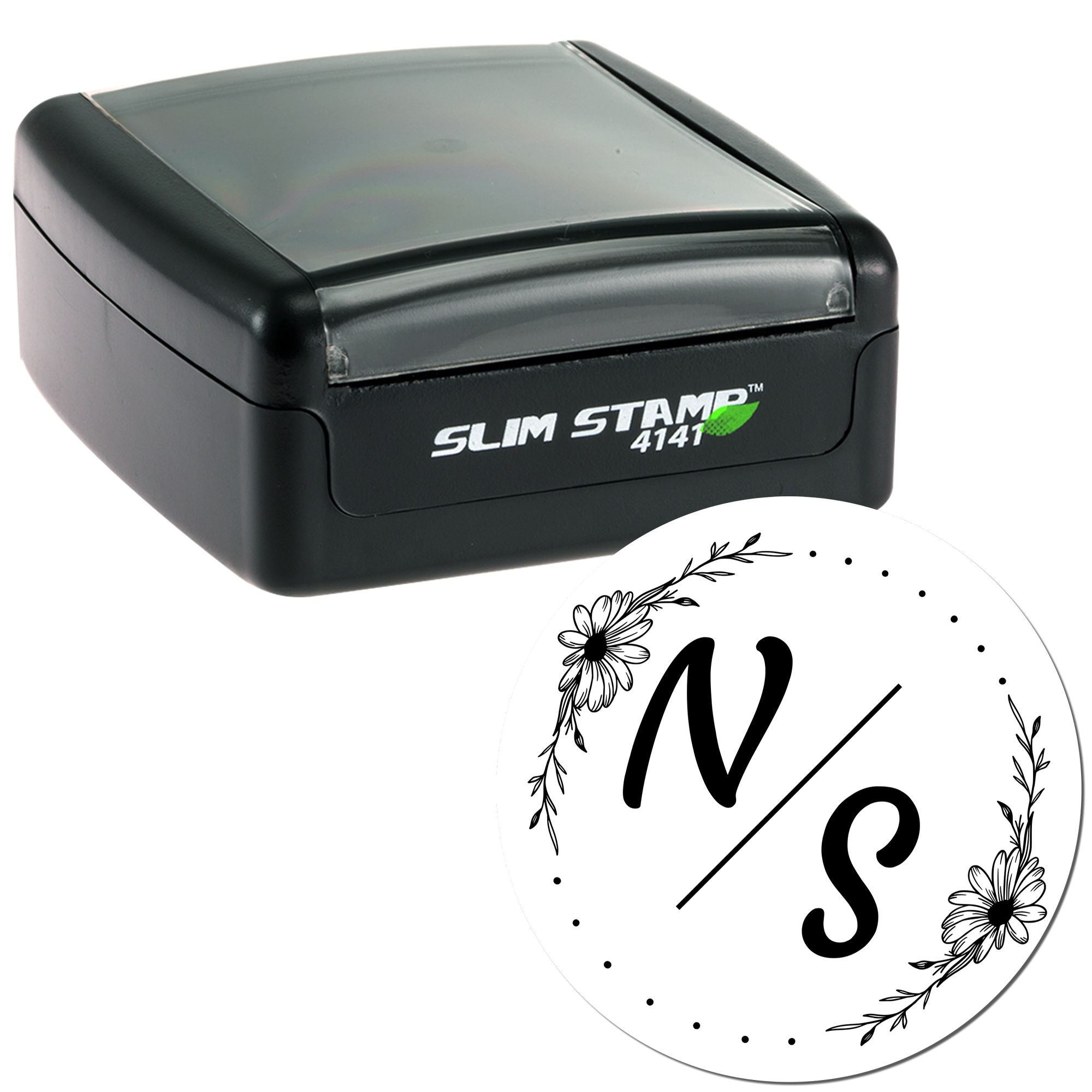 Flowered Initials Bliss Personalized Name Stamp - Engineer Seal Stamps