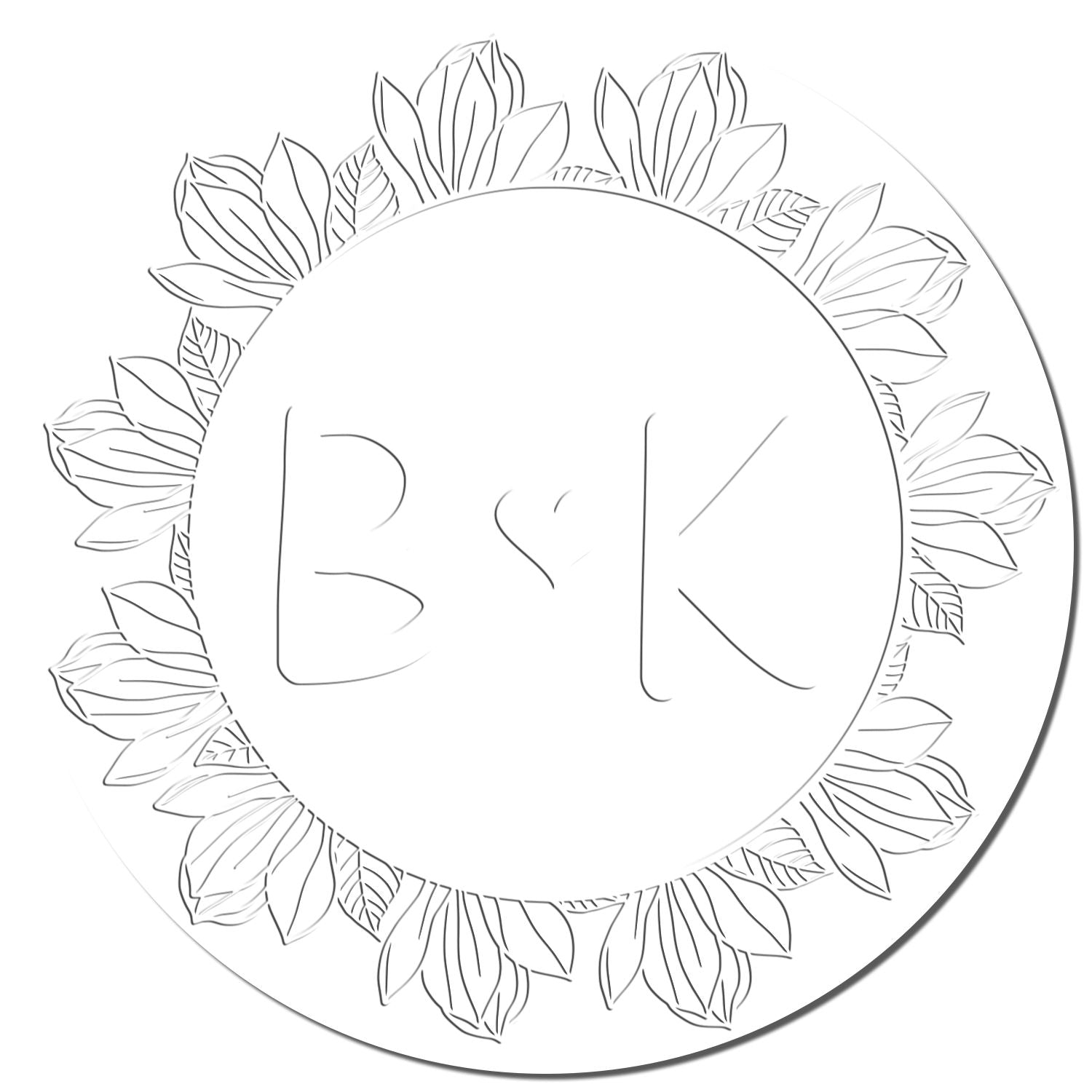 Soft Floral Love Monogram Personalized Wedding Favor Initial Stamp Embosser - Engineer Seal Stamps