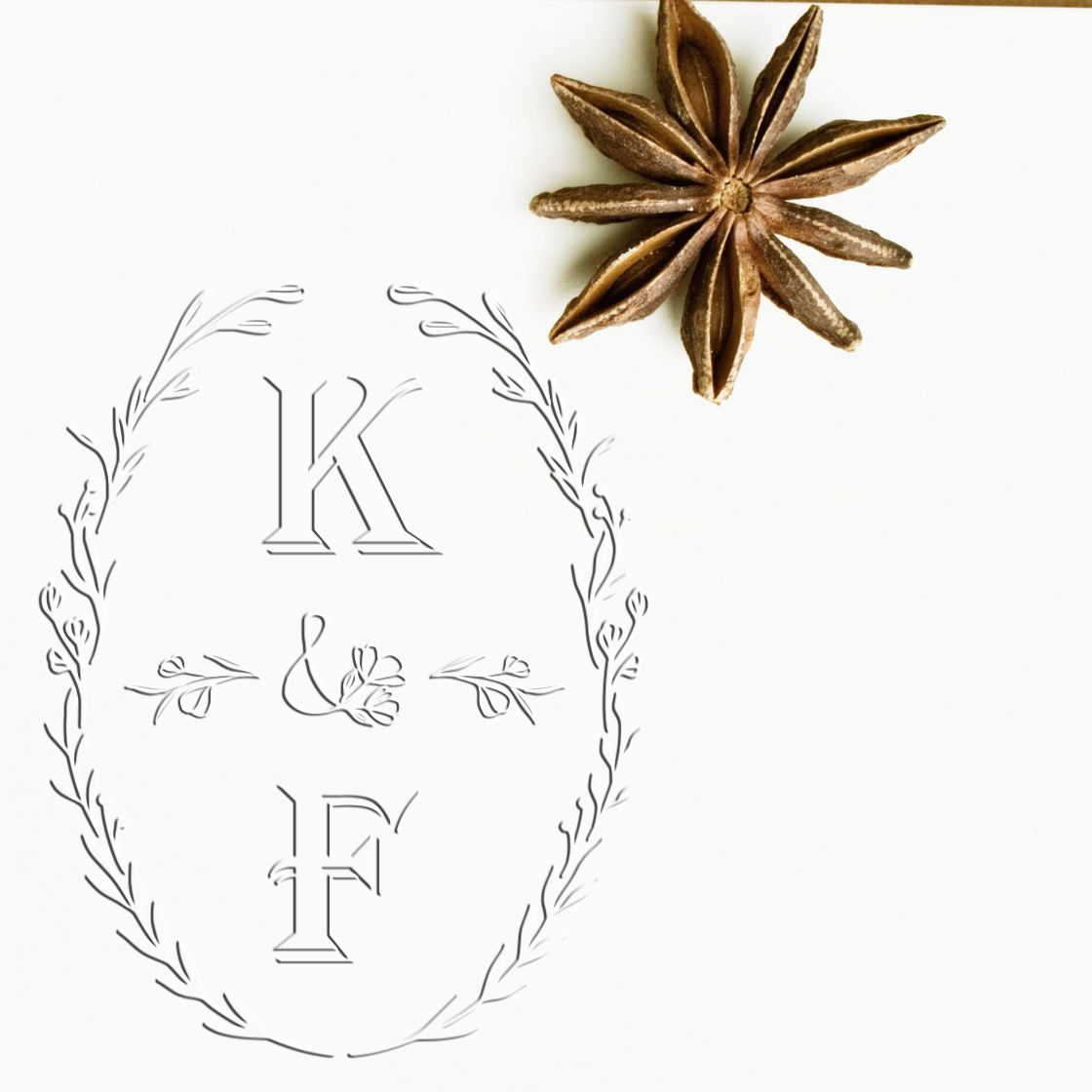 Desk Floral Monogram Elegance Custom-Made Couples' Wedding Logo Embossing Stamp - Engineer Seal Stamps