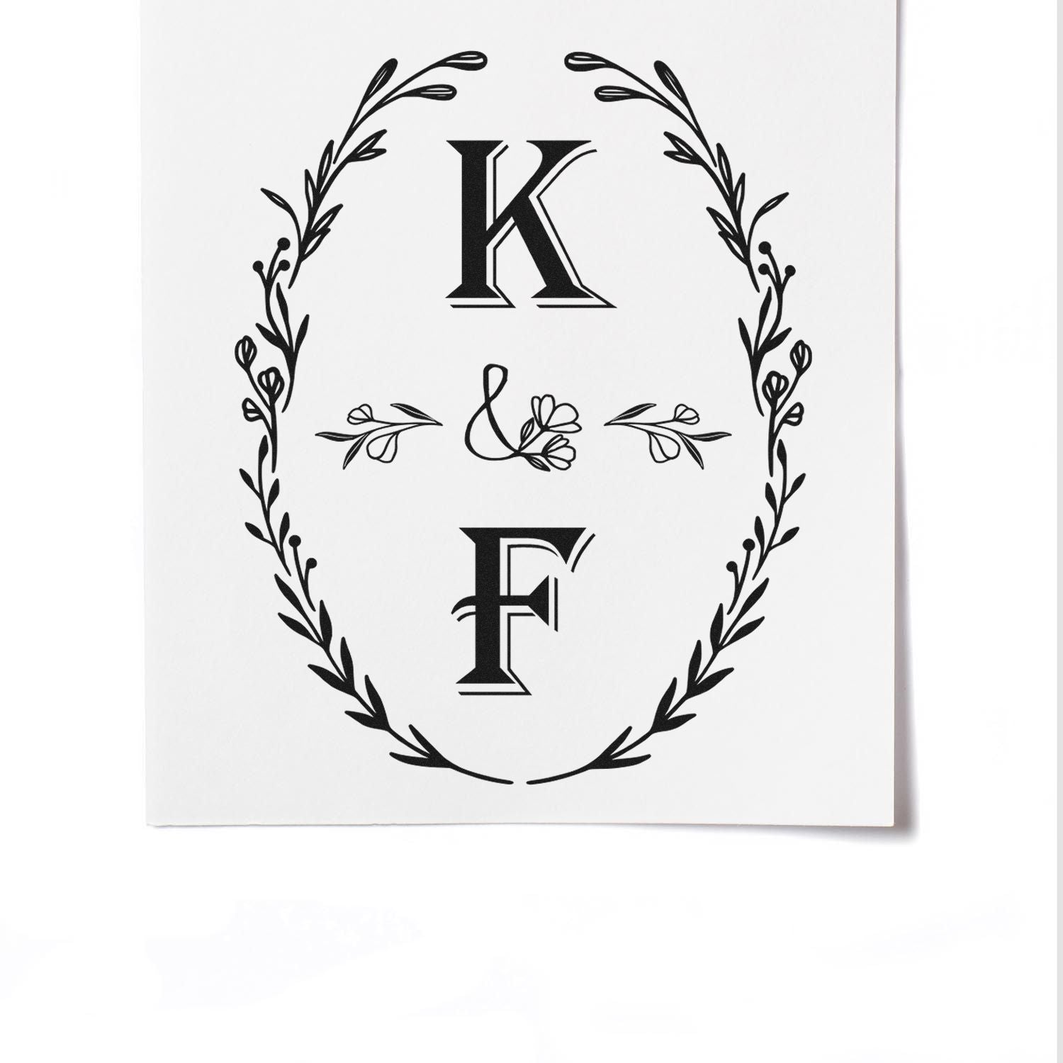 Round Floral Monogram Elegance Handcrafted Couples' Stamp