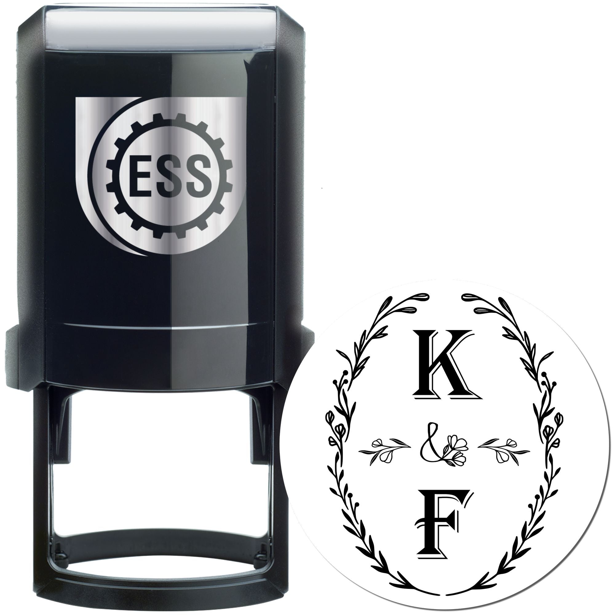 Floral Monogram Elegance Custom Couple Stamper - Engineer Seal Stamps