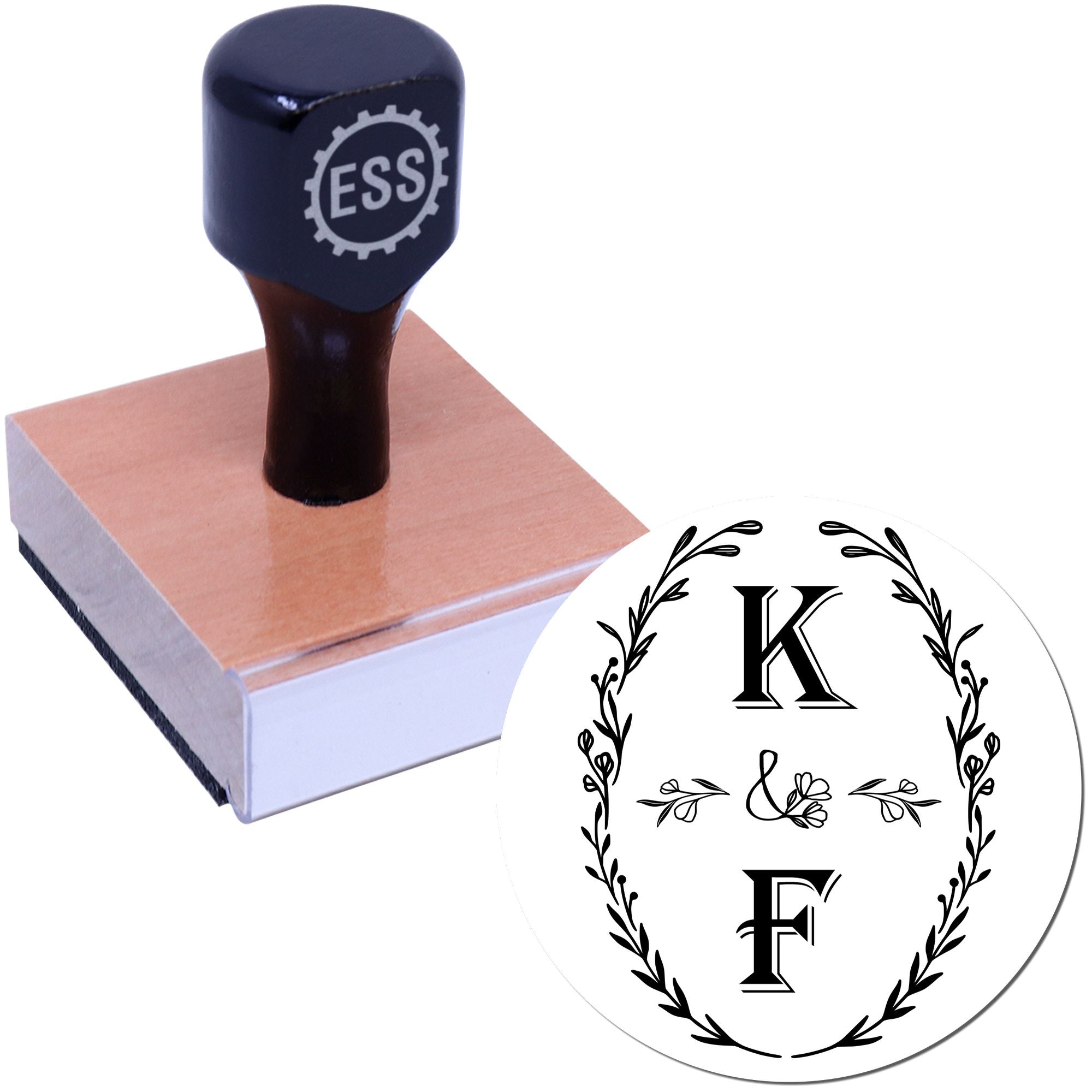 Round Floral Monogram Elegance Handcrafted Couples' Stamp