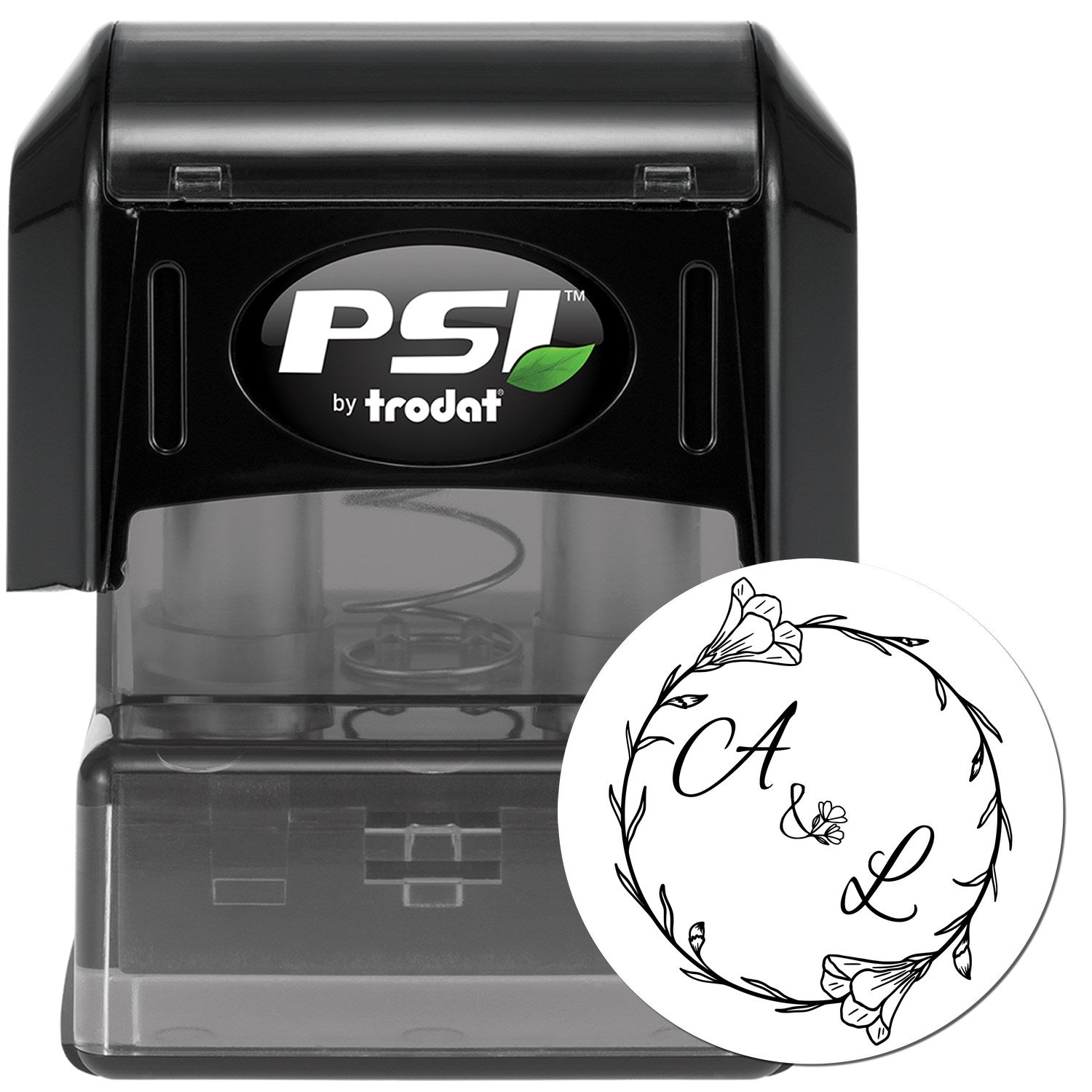 Floral Embrace Monogram Personalized Minimalist Initial Stamper - Engineer Seal Stamps