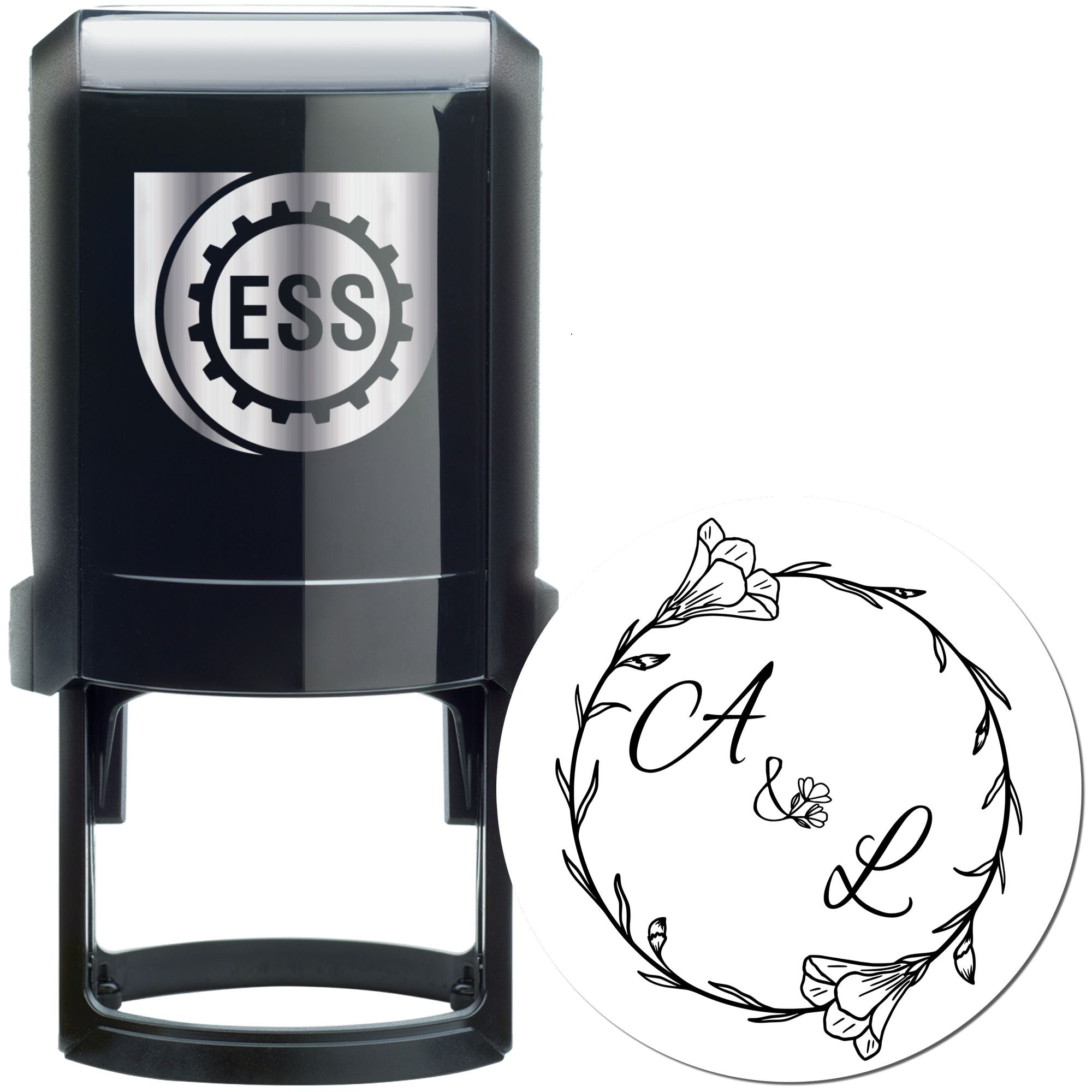 Floral Embrace Monogram Custom Couples' Monogram Stamper - Engineer Seal Stamps
