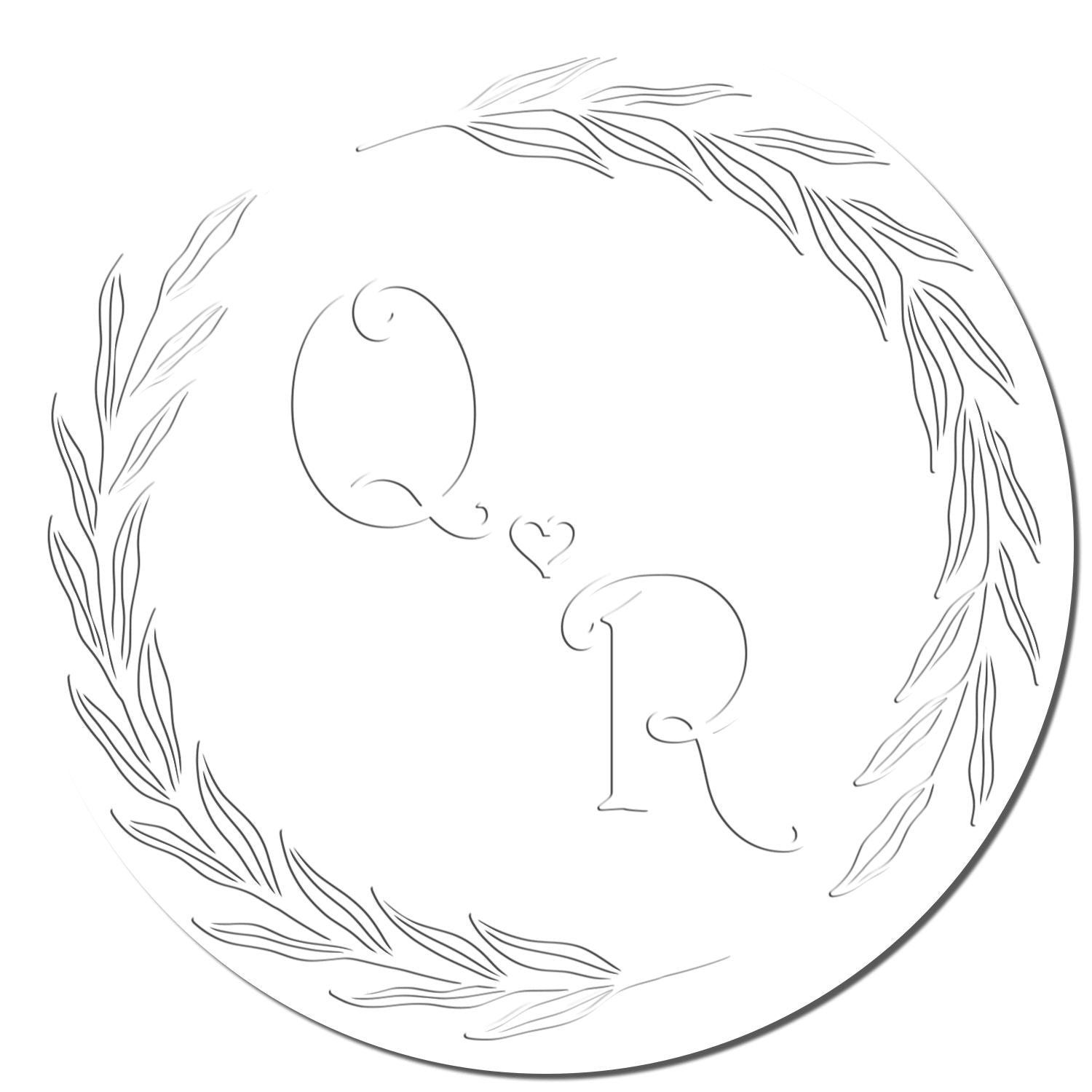 Soft Love Laurel Monogram Personalized Wedding Invitation Initial Embossing Stamp - Engineer Seal Stamps