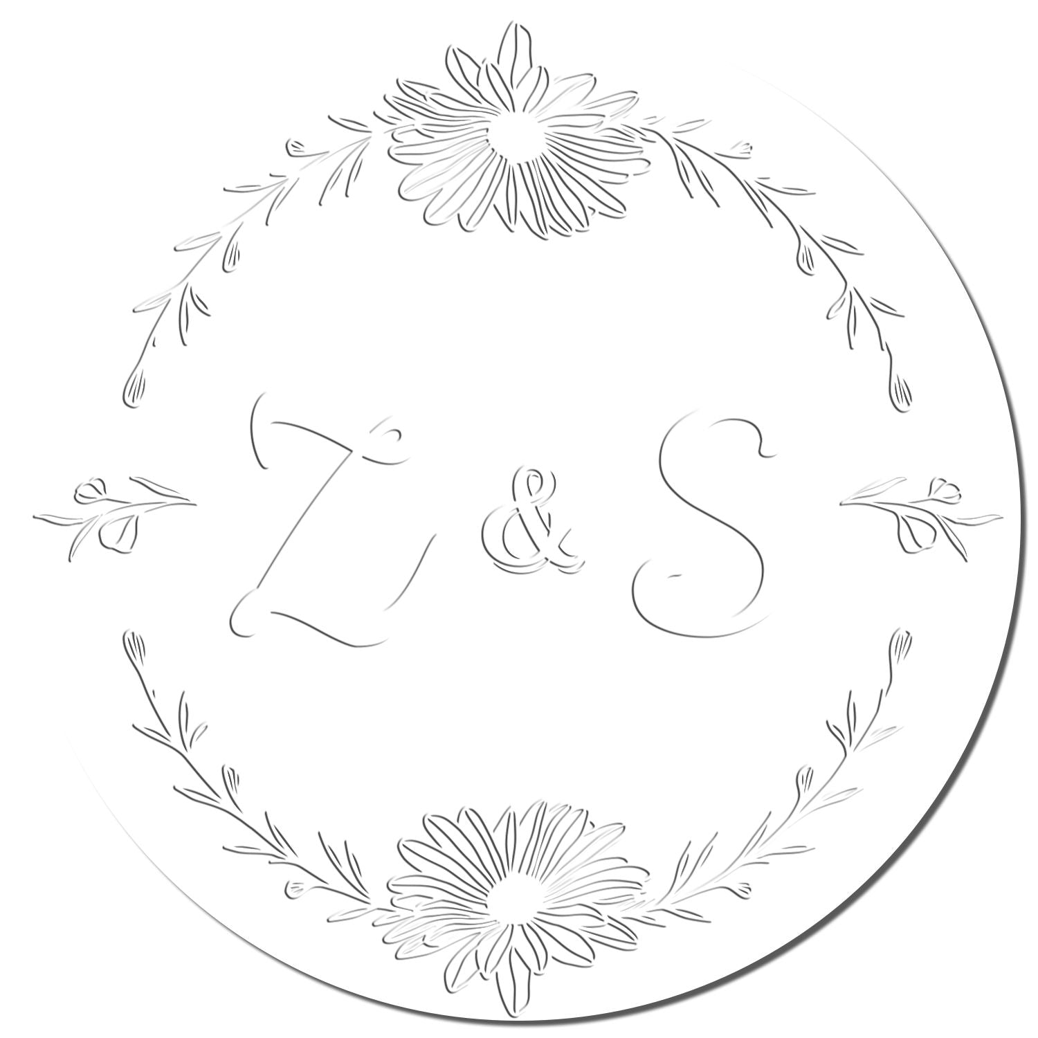 Soft Blossom Monogram Personalized Wedding Invitation Initial Stamp Embosser - Engineer Seal Stamps