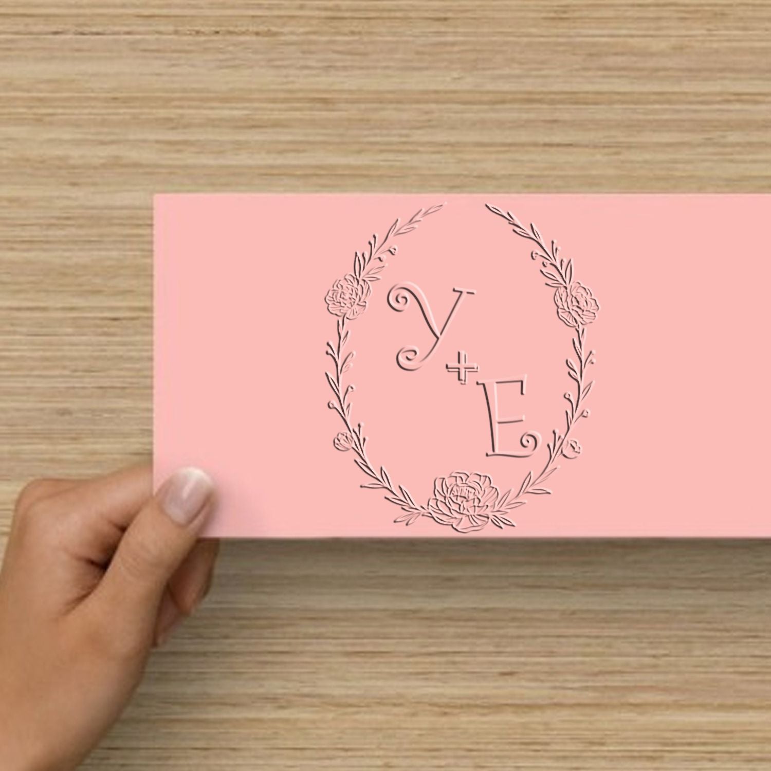 Soft Floral Letters Joy Personalized Couples' Wedding Logo Seal Embosser