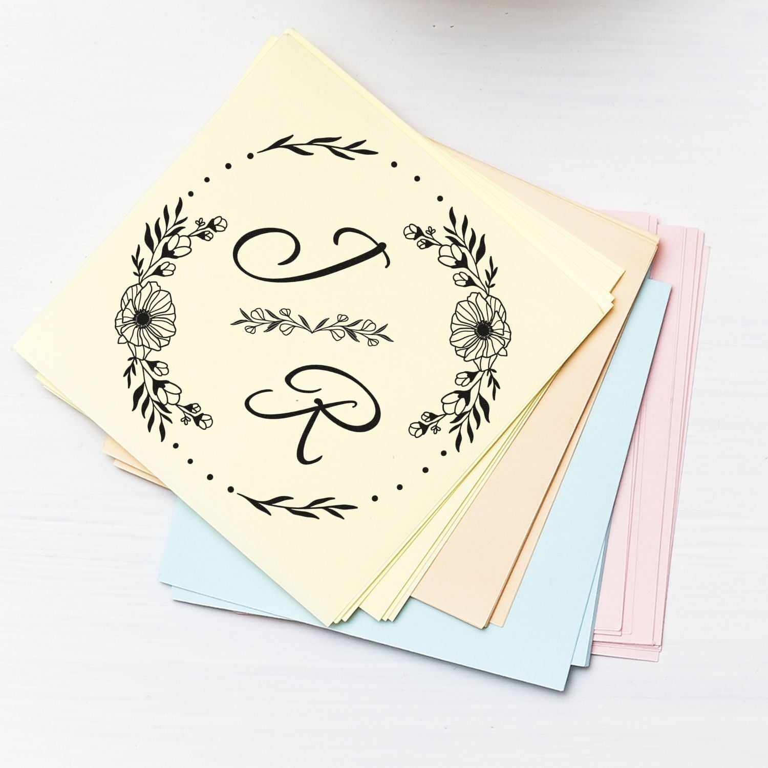 Round Petal Perfection Monogram Wedding Stamp - Engineer Seal Stamps