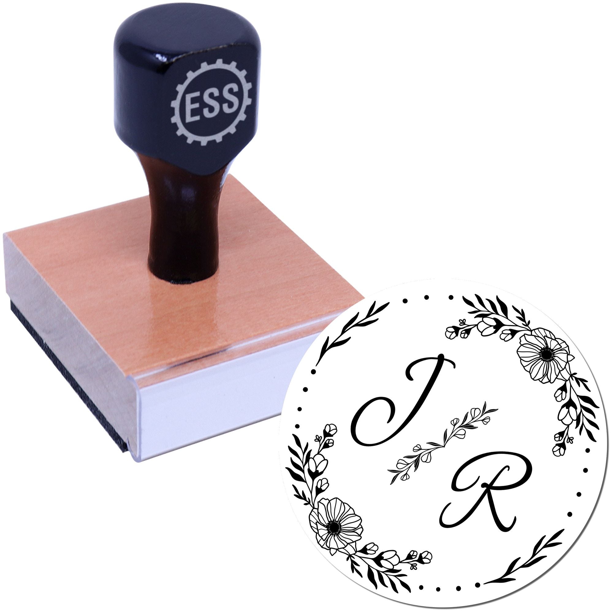 Round Petal Perfection Monogram Wedding Stamp - Engineer Seal Stamps