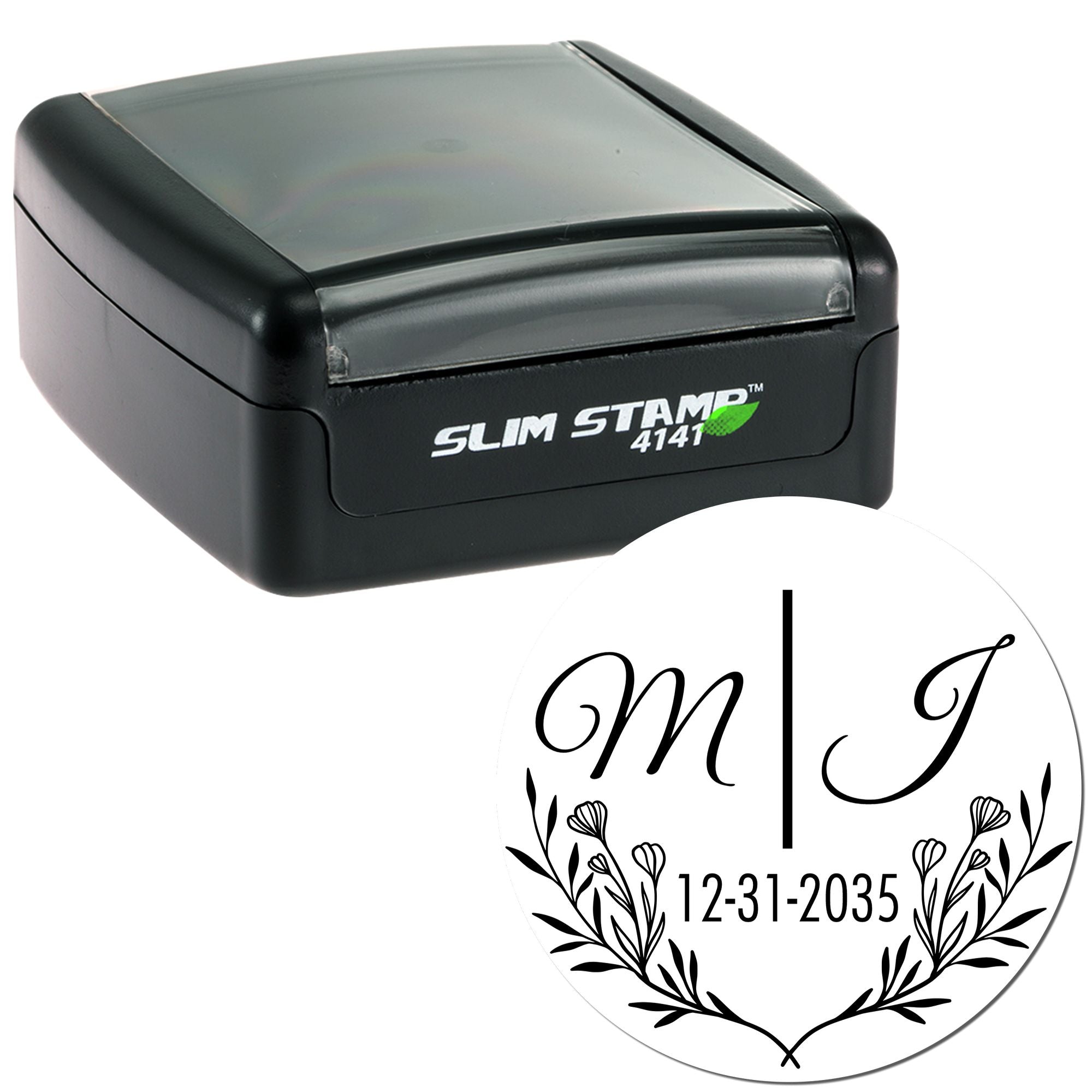 Botanical Beauty Monogram Custom Initial Rubber Stamp - Engineer Seal Stamps