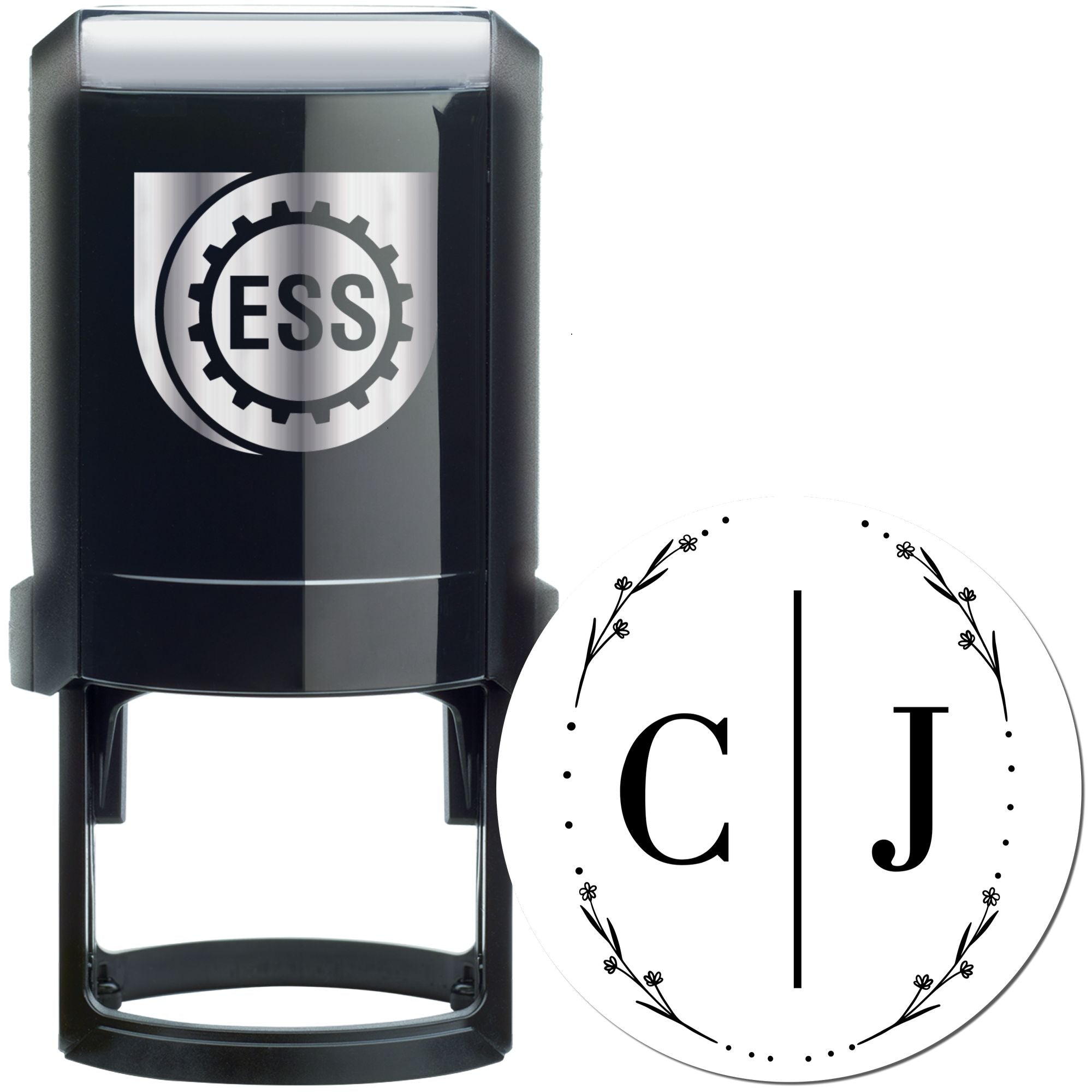 Floral Initials Delight Customized Initial Rubber Stamp - Engineer Seal Stamps