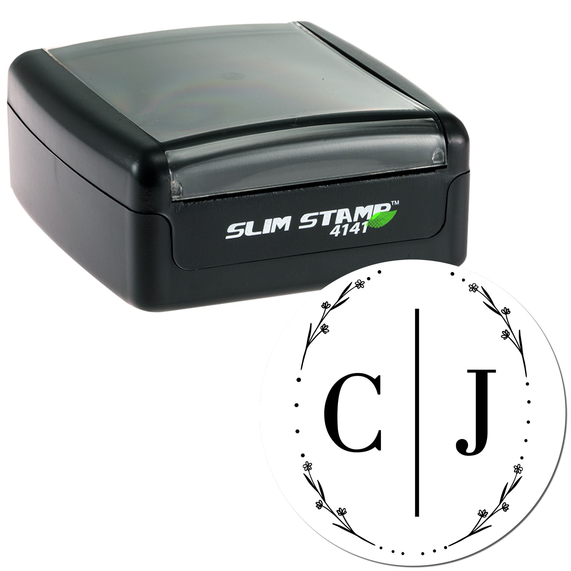 Floral Initials Delight Custom Couple's Monogram Stamp - Engineer Seal Stamps