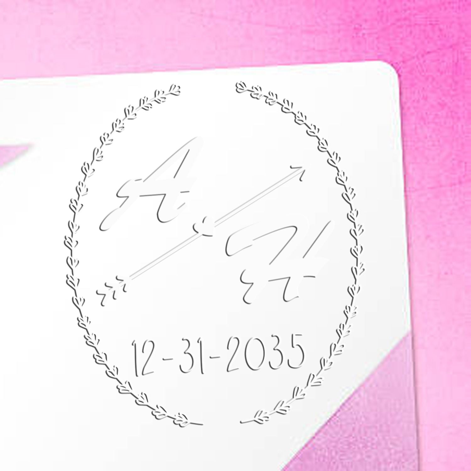Soft Love Arrow Embrace Personalized Floral Initial Embossed Seal