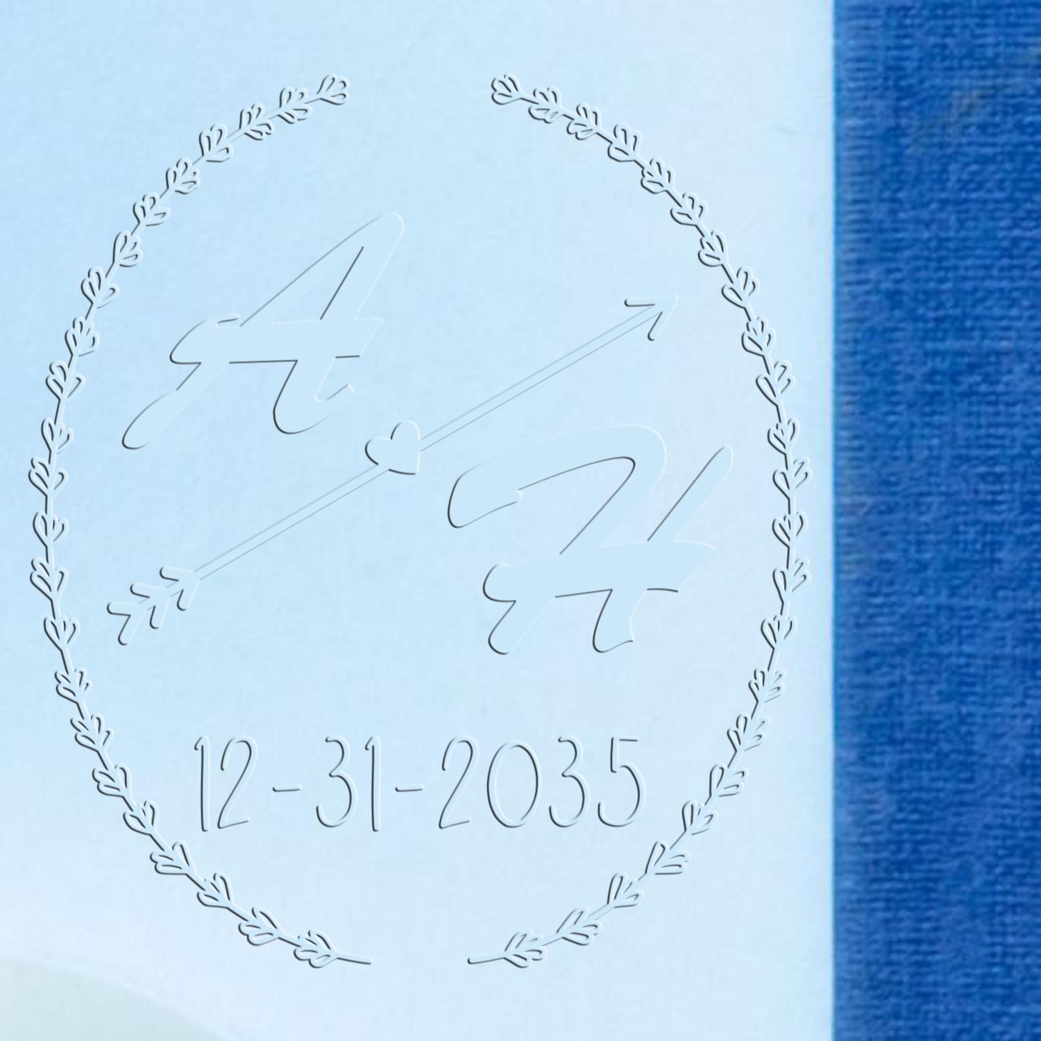 Soft Love Arrow Embrace Personalized Floral Initial Embossed Seal - Engineer Seal Stamps