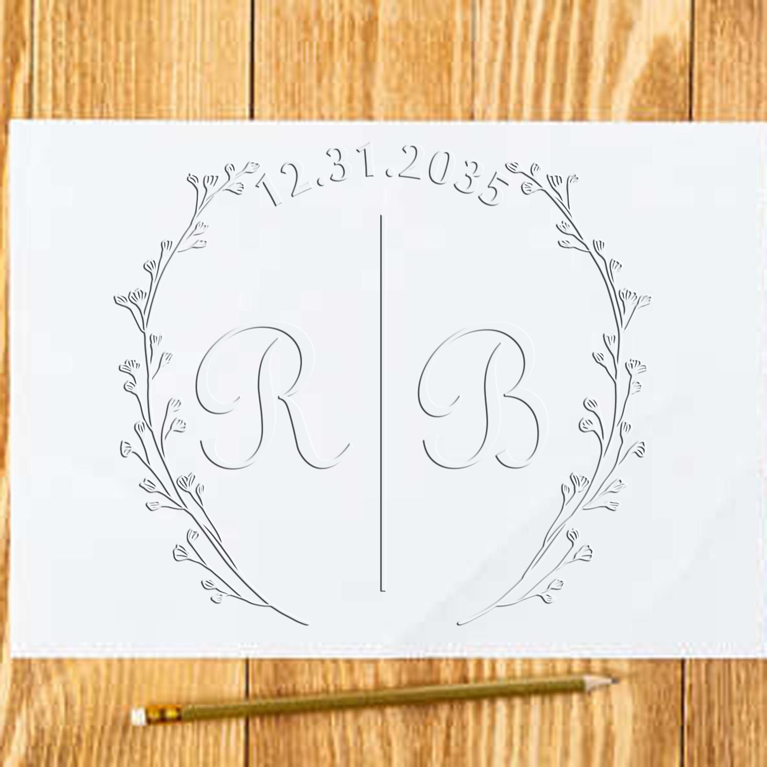 Soft Bloombing Elegance Monogram Personalized Floral Initial Embossing Stamp