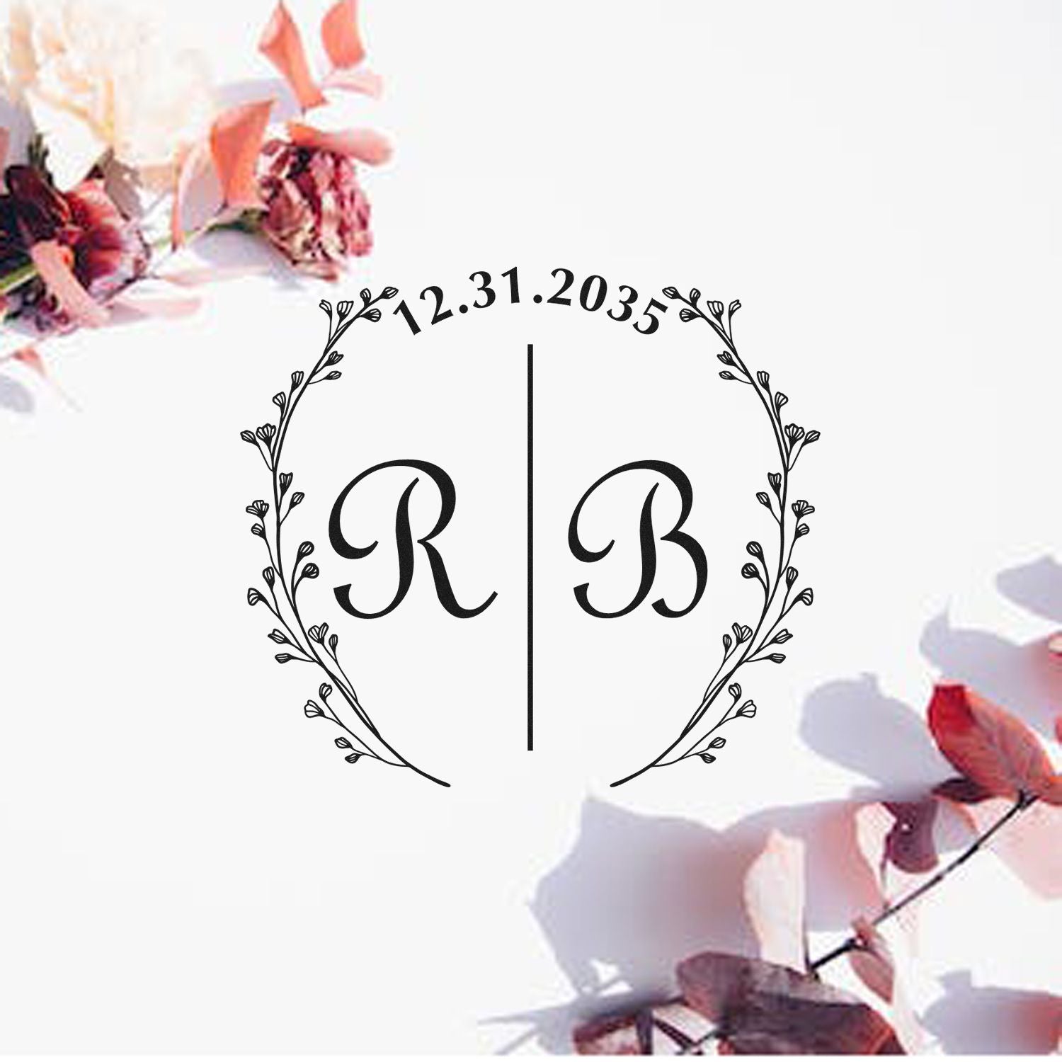 Round Bloombing Elegance Monogram Couples' Initial Stamp