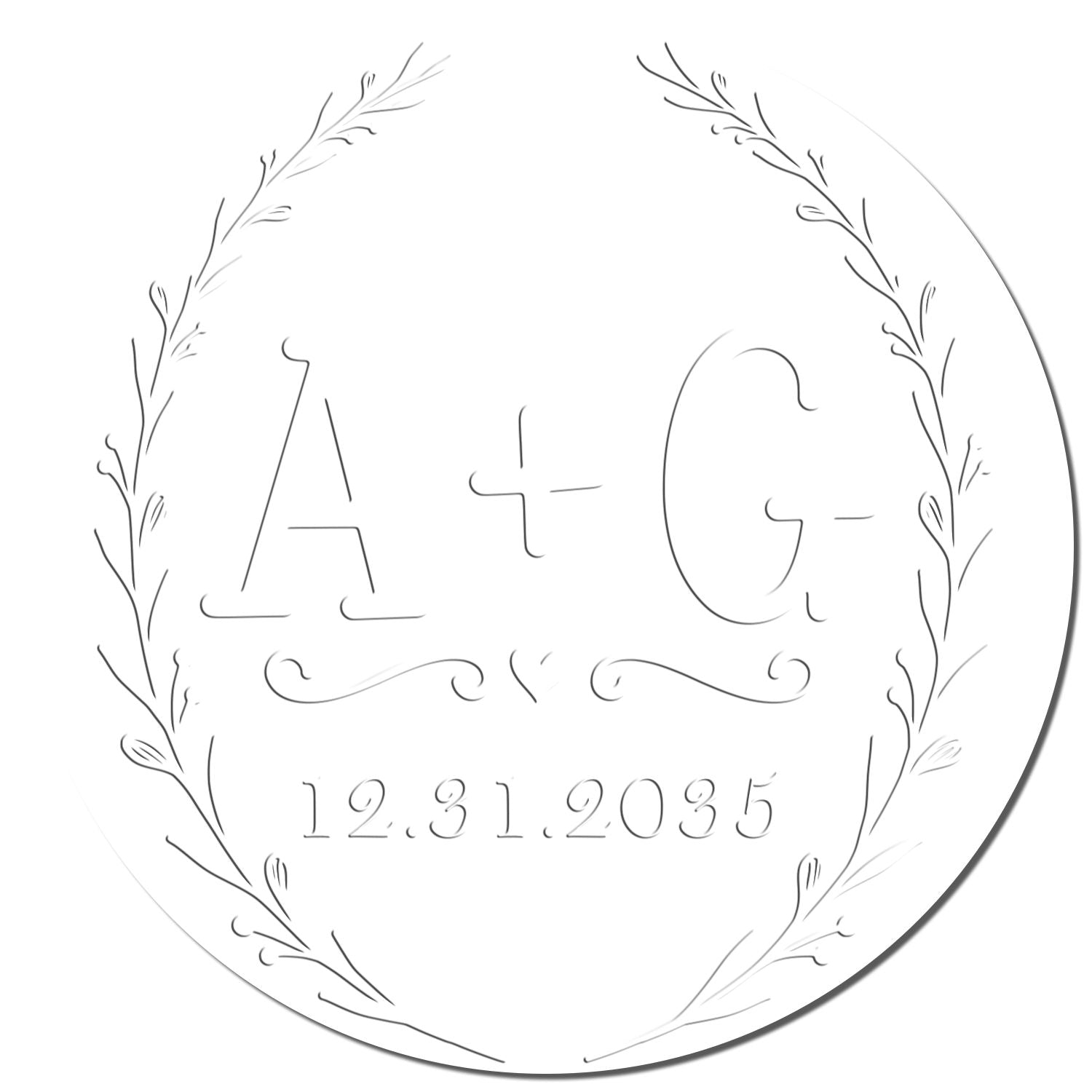 Love Laurel Emblem Hybrid Custom Couples' Name Embossed Seal - Engineer Seal Stamps