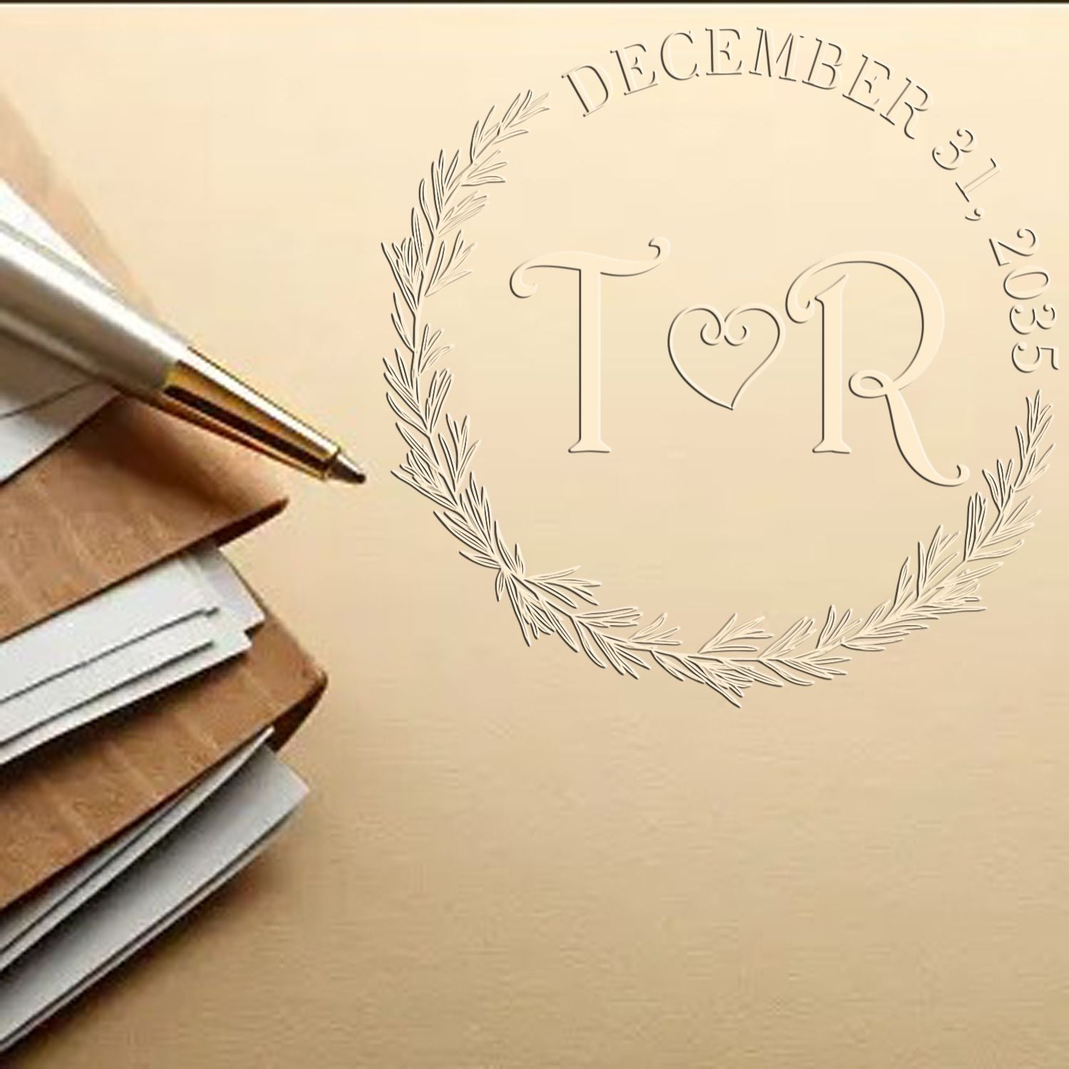 Desk Enduring Love Seal Custom-Made Script Monogram Stamp Embosser - Engineer Seal Stamps