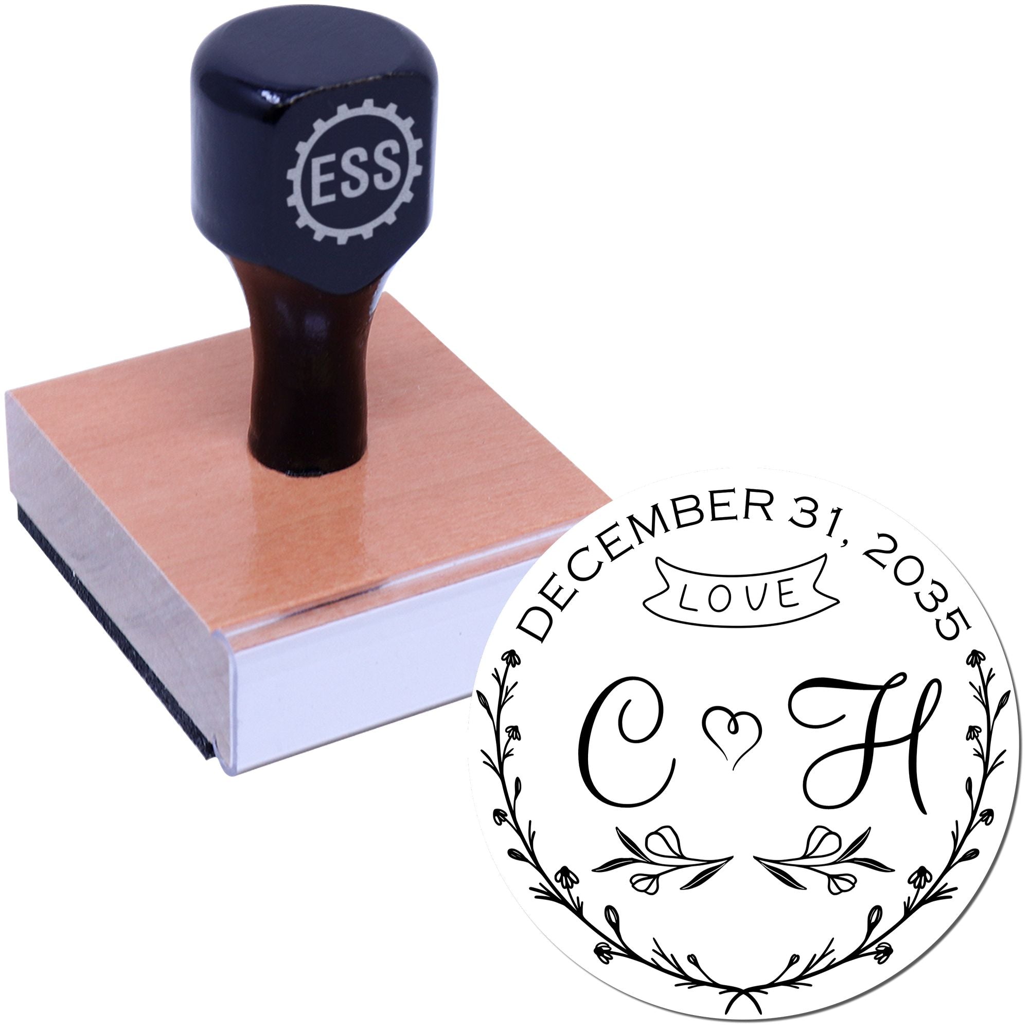 Round Timeless Love Seal Monogram Stamp - Engineer Seal Stamps