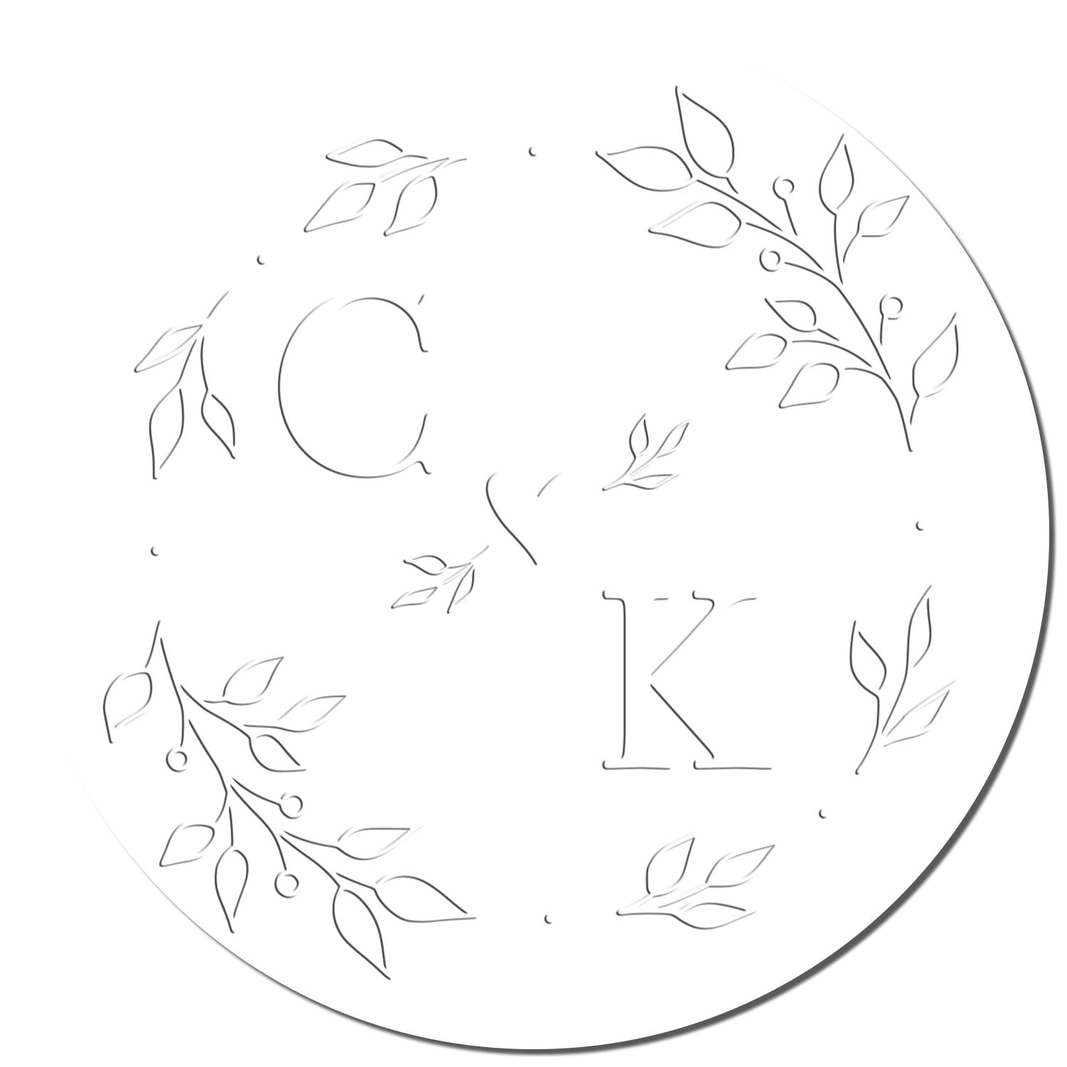Soft Love Leaves Personalized Script Monogram Embosser - Engineer Seal Stamps