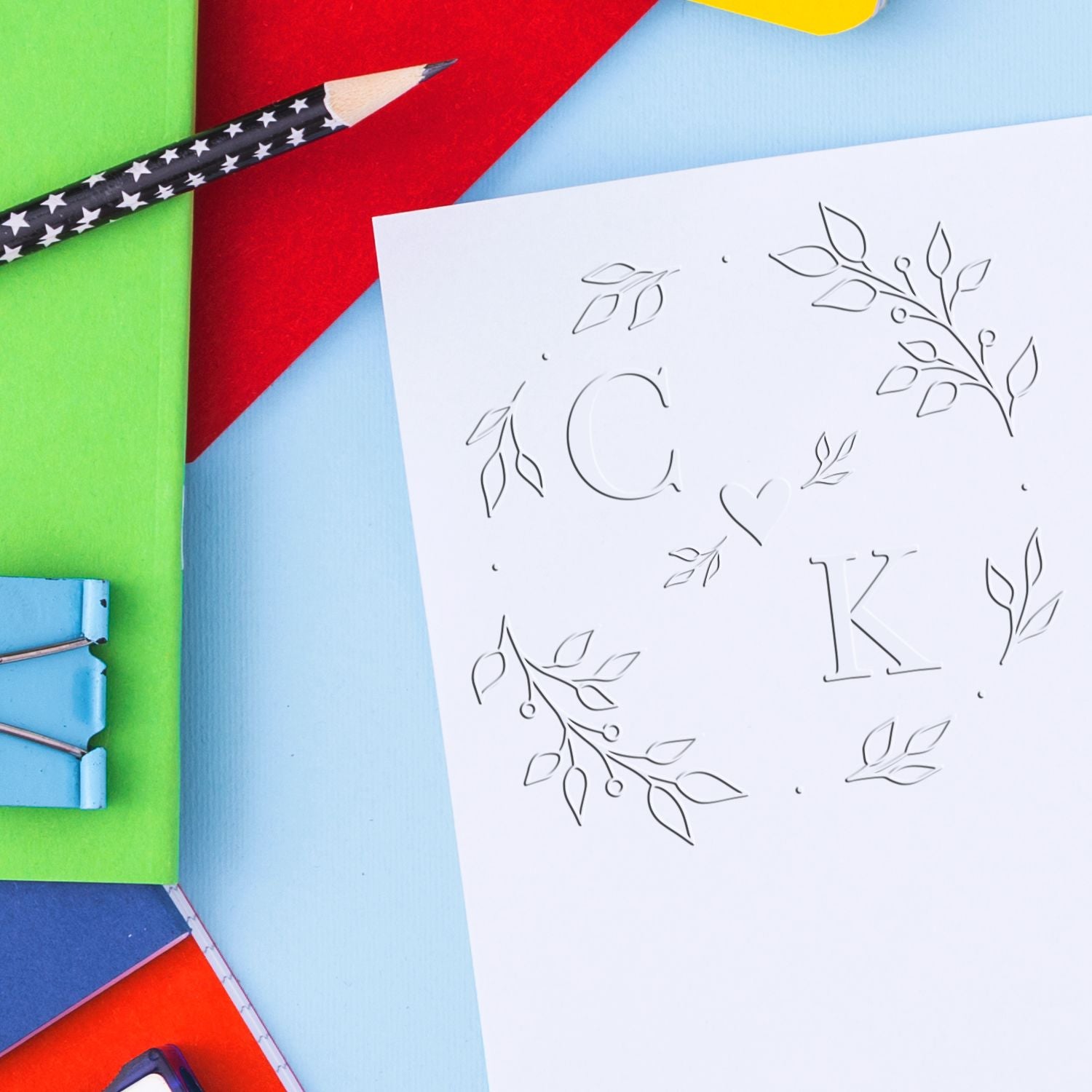 Desk Love Leaves Custom-Made Vintage Initial Seal - Engineer Seal Stamps