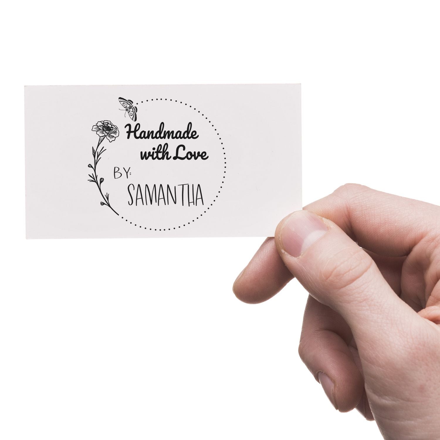 Round Butterfly Blossom Creations Custom Handmade Rubber Stamp