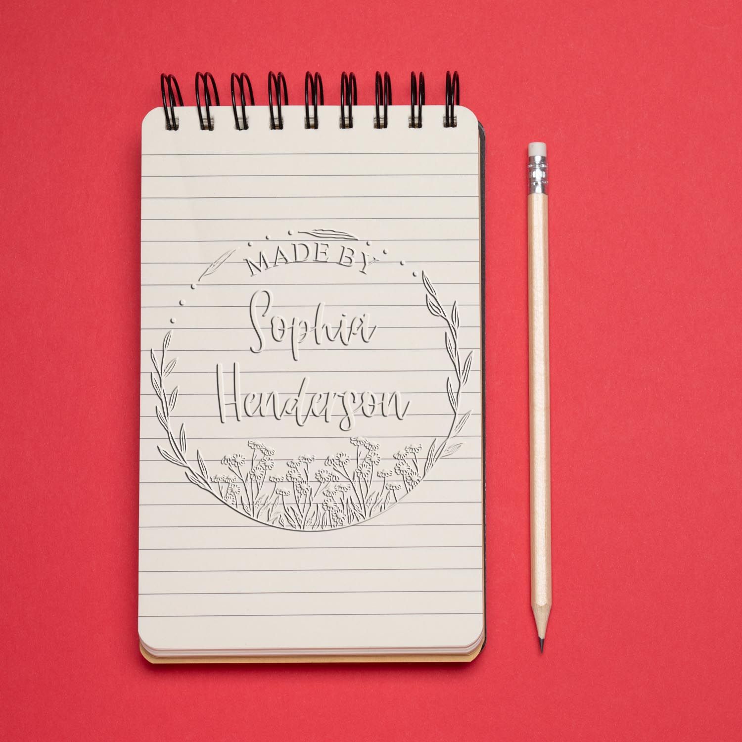 Soft Handcrafted Blooms Personalizable Handmade Embossed Stamp - Engineer Seal Stamps