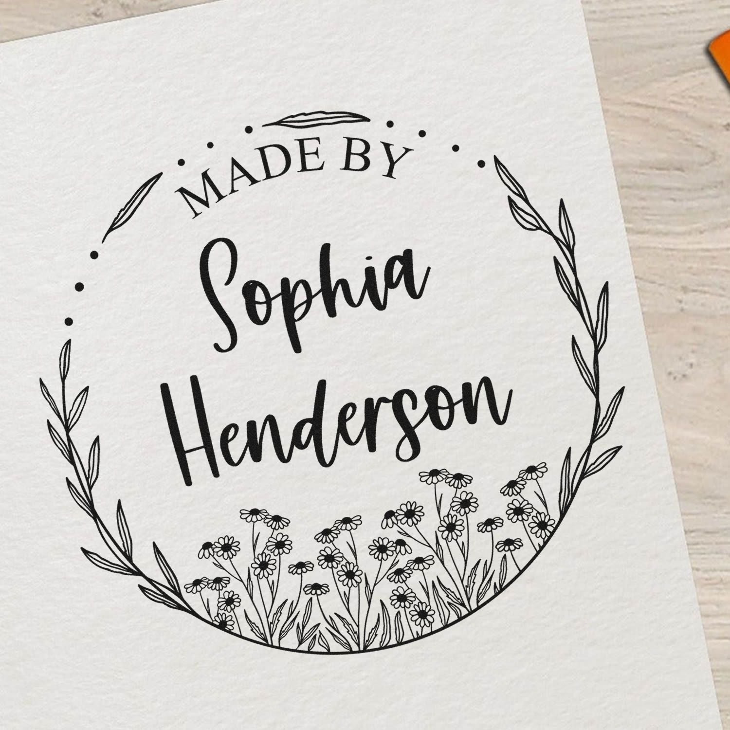 Handcrafted Blooms Personalized Maker Stamp - Engineer Seal Stamps