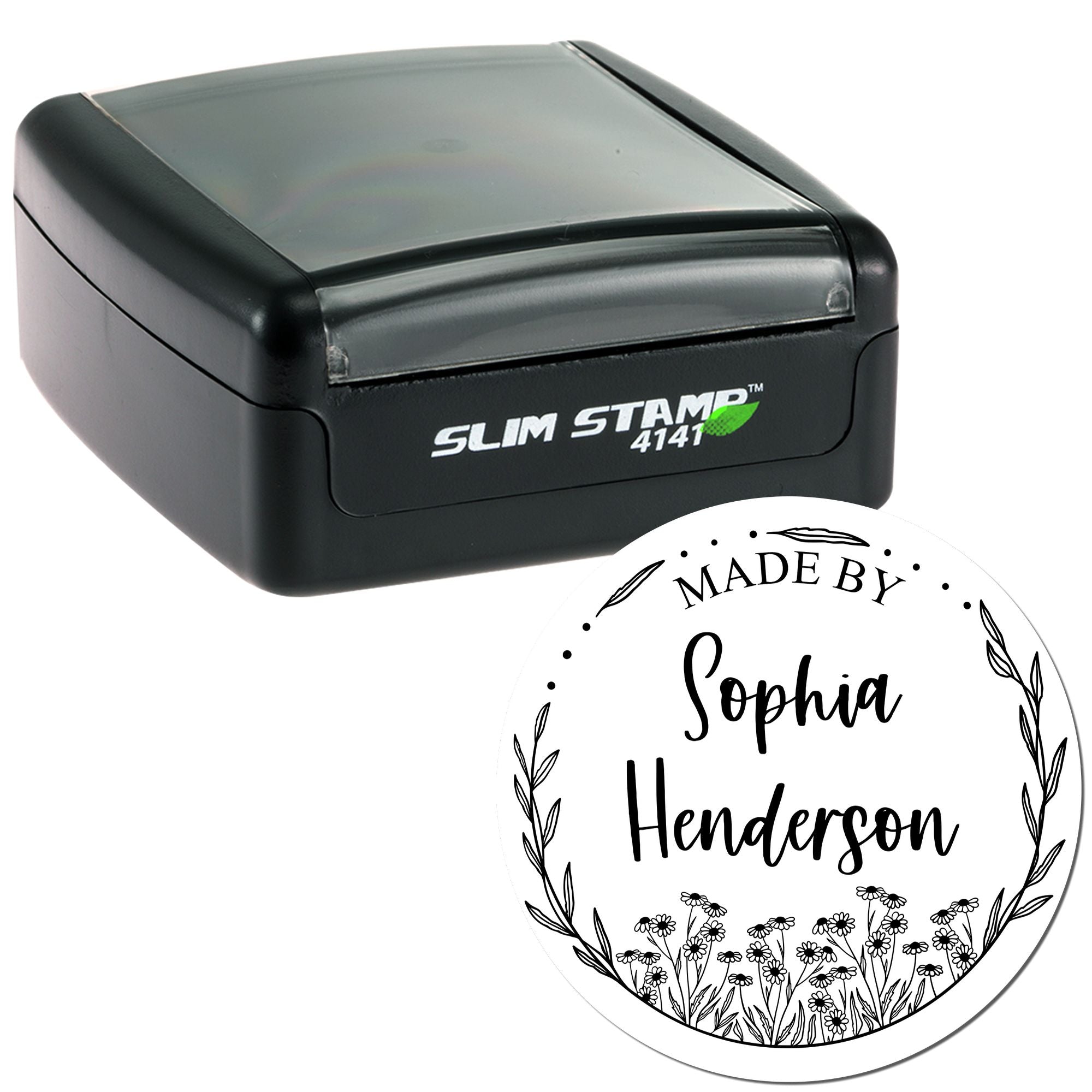 Handcrafted Blooms Personalizable Maker Rubber Stamp - Engineer Seal Stamps